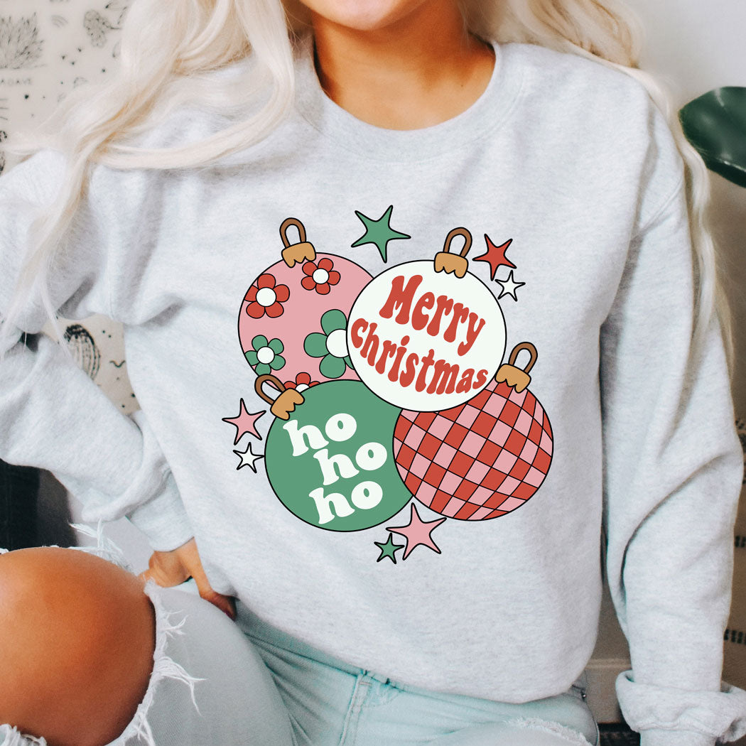 Graphic Sweatshirt - Retro Christmas Ornaments