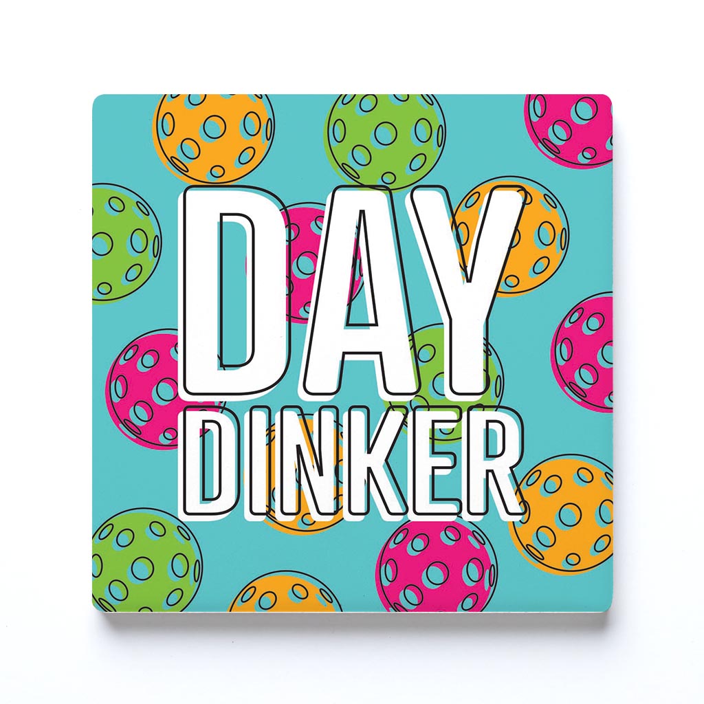 Ceramic Square Coaster-Day Dinker Blue -0