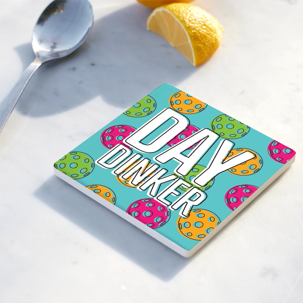 Ceramic Square Coaster-Day Dinker Blue -4