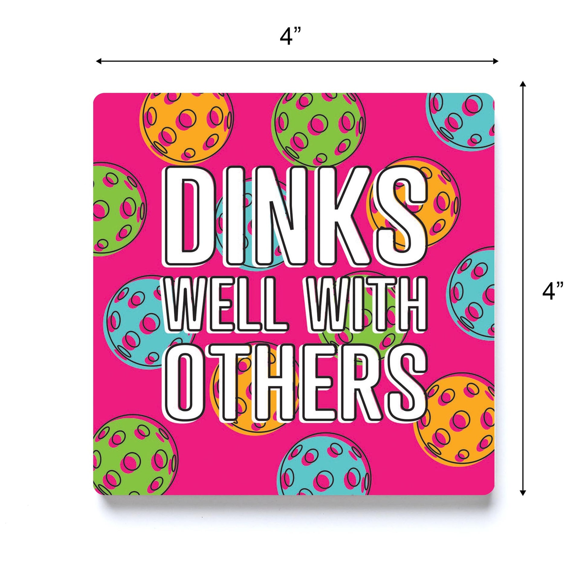 Ceramic Square Coaster-Dinks Well With Others -3