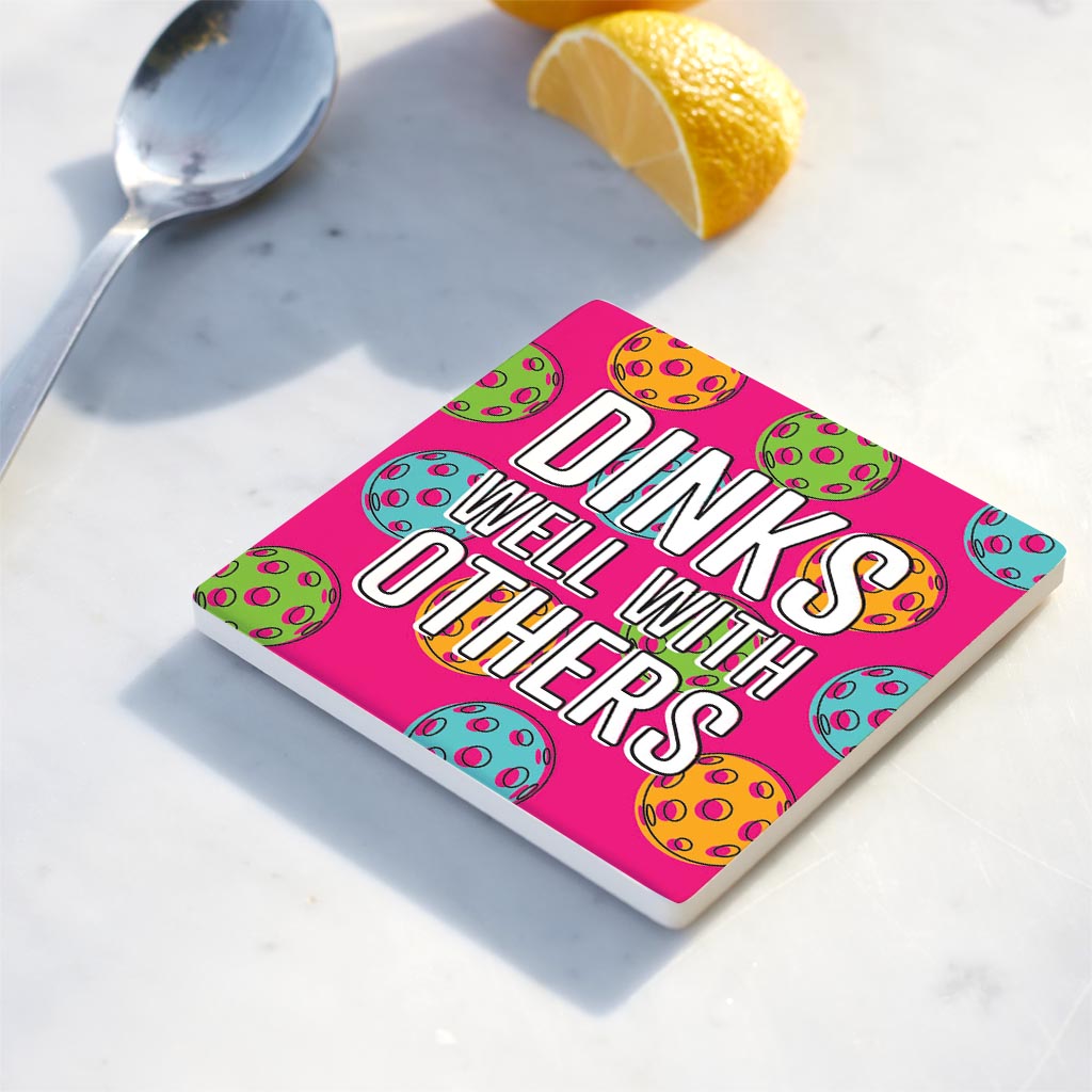 Ceramic Square Coaster-Dinks Well With Others -4