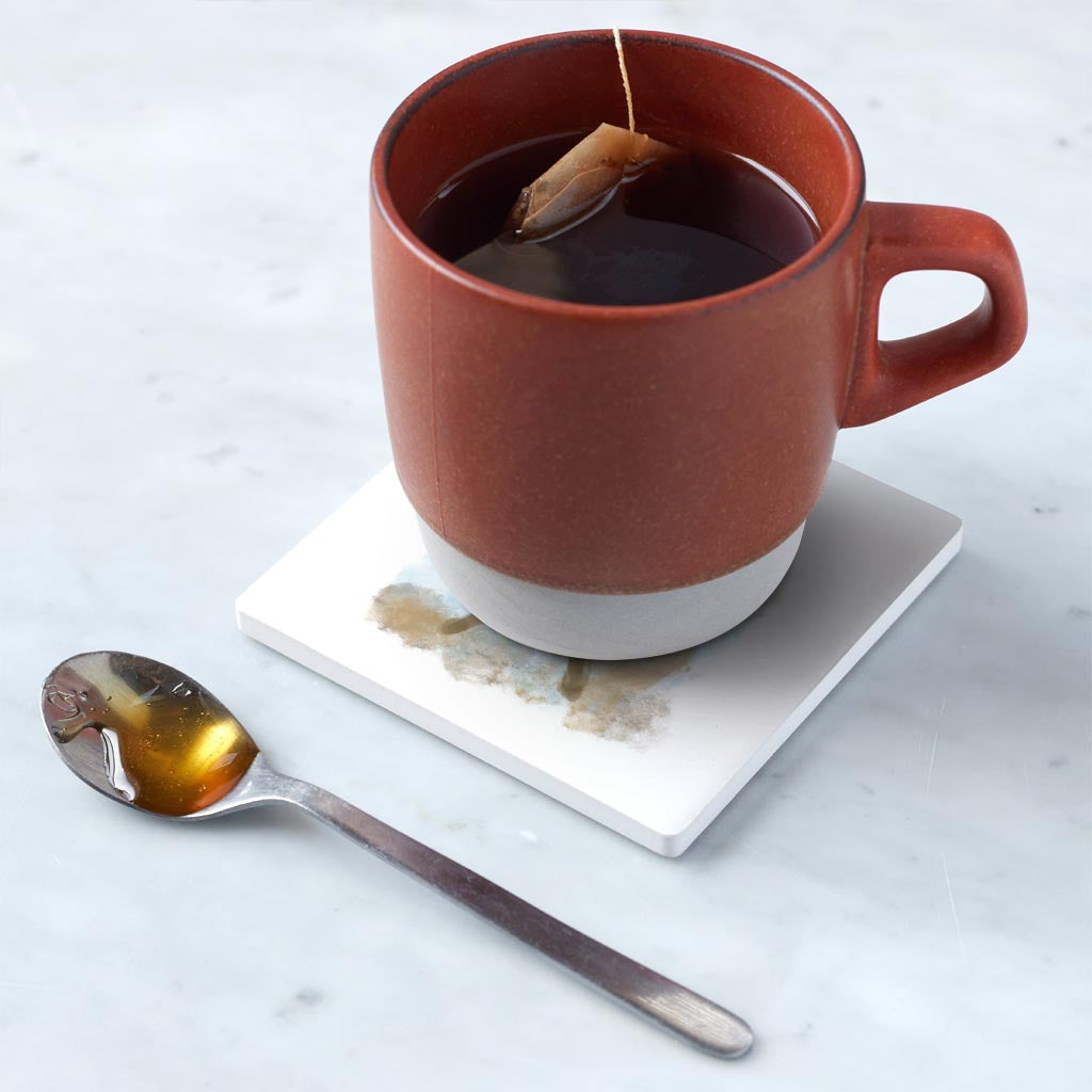 Ceramic Square Coaster-Let Us Adore Him Watercolor Manger