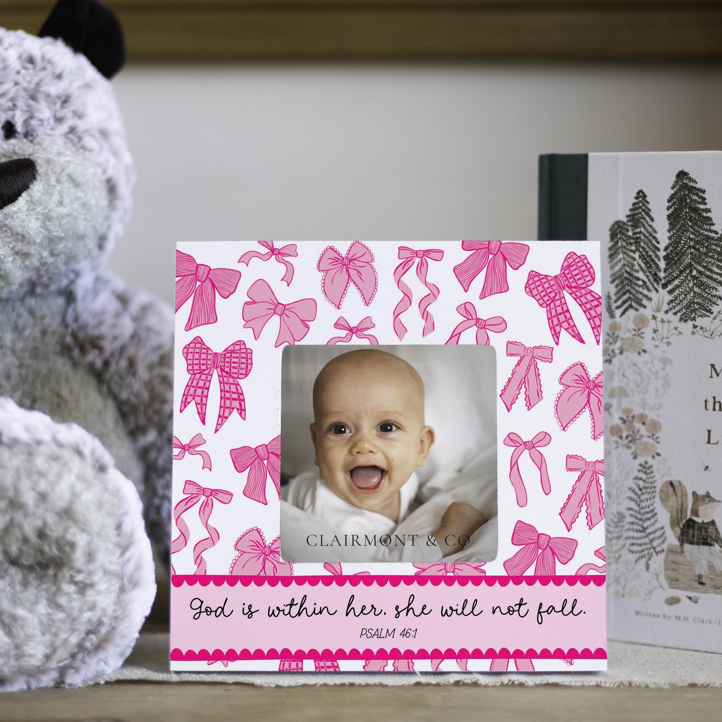 Simply Square Frame-Pink Bows God Is Within Her