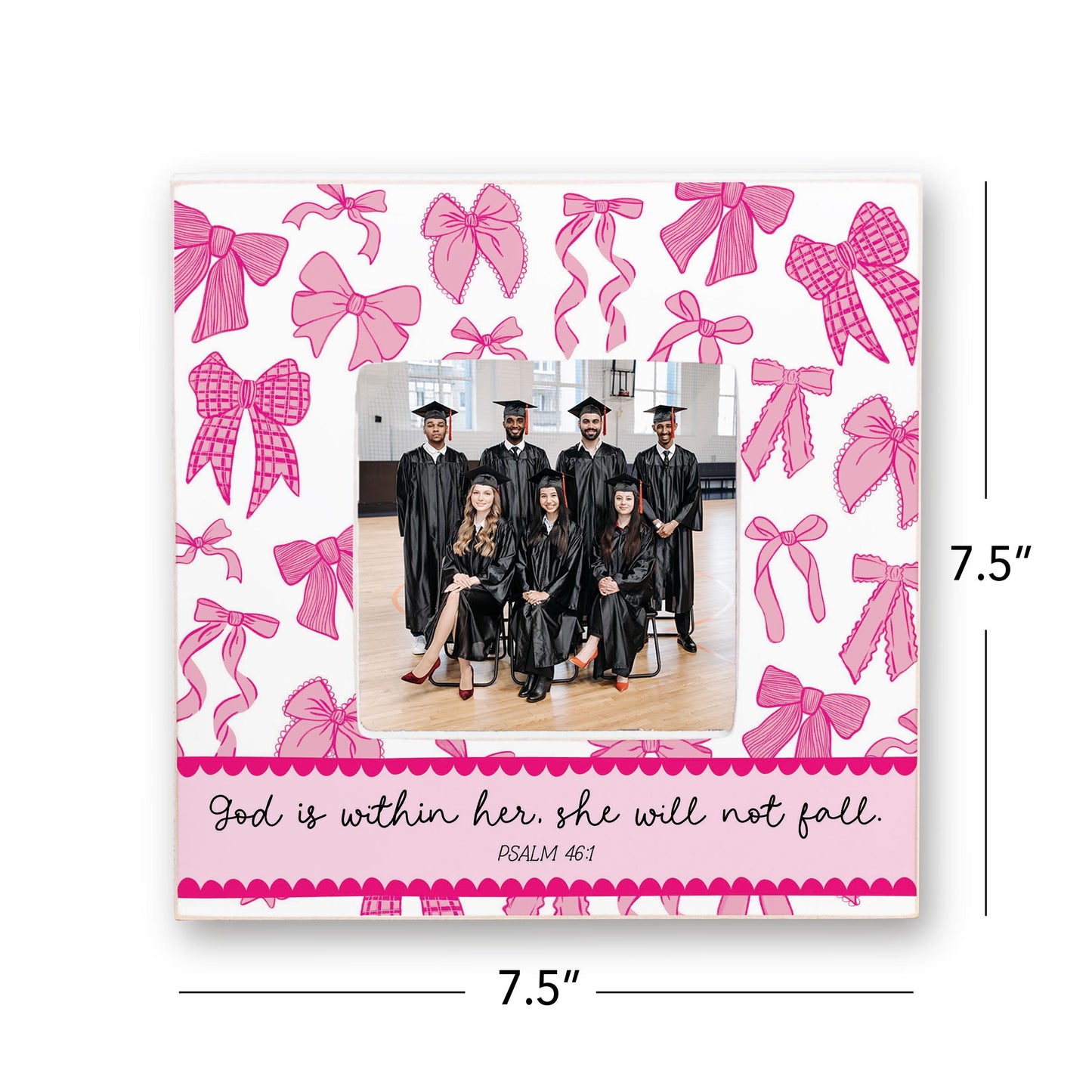 Simply Square Frame-Pink Bows God Is Within Her