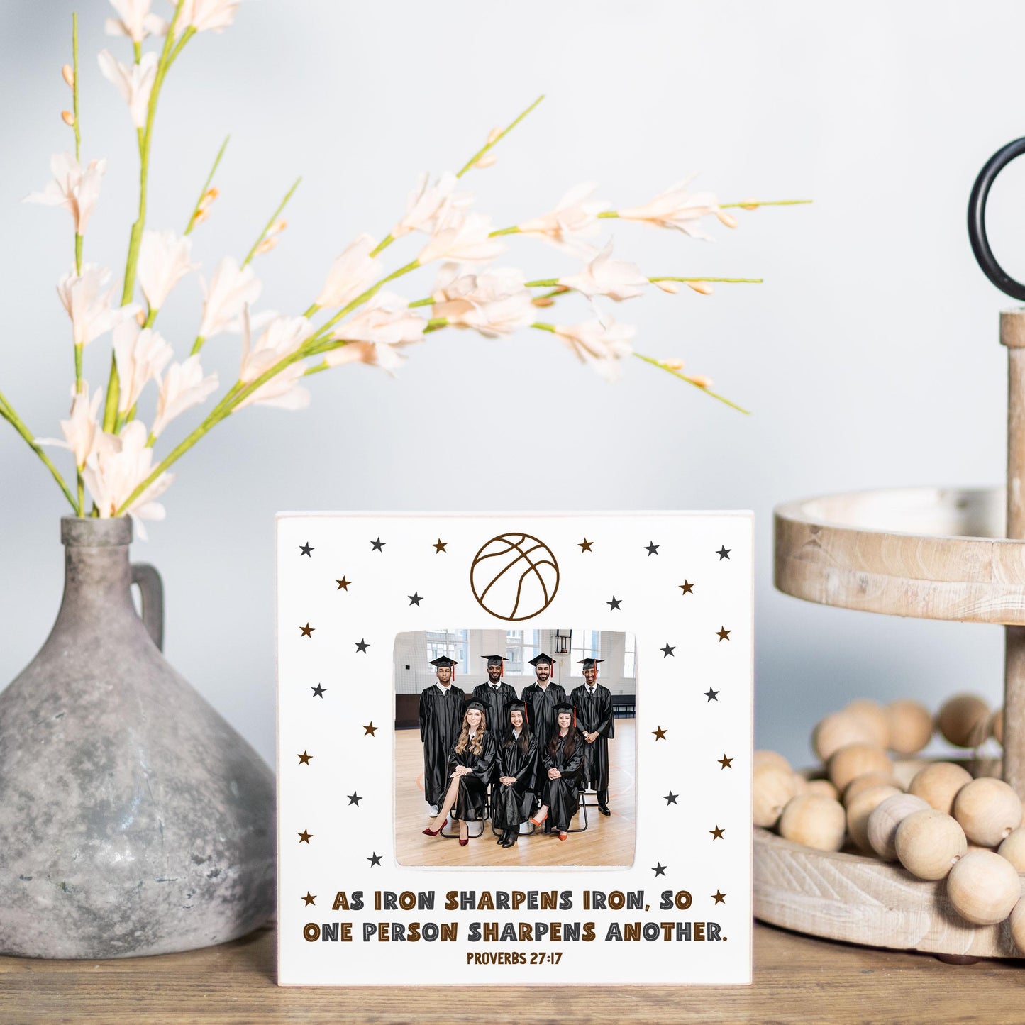 Simply Square Frame-Iron Sharpens Iron Basketball Brown & Black