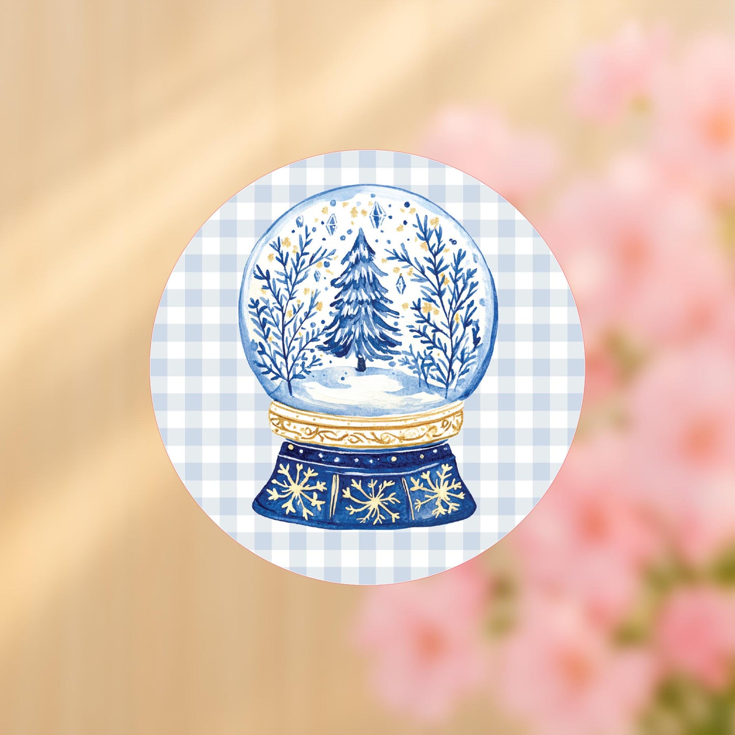 Vinyl Sticker-Blue Noel - A Grand Millennial Christmas Snow Globe -4