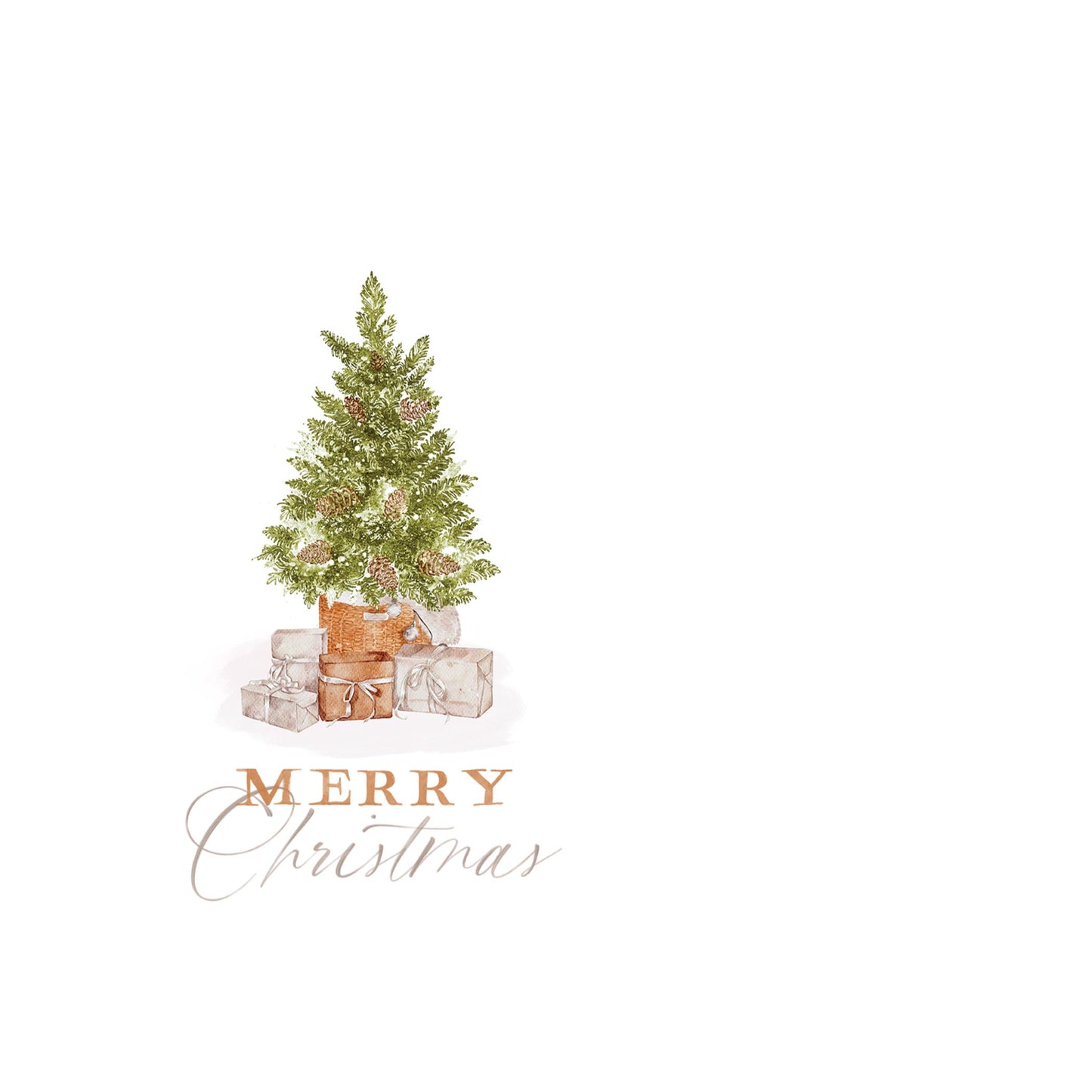 Vinyl Sticker-Cottage Tree Merry Christmas