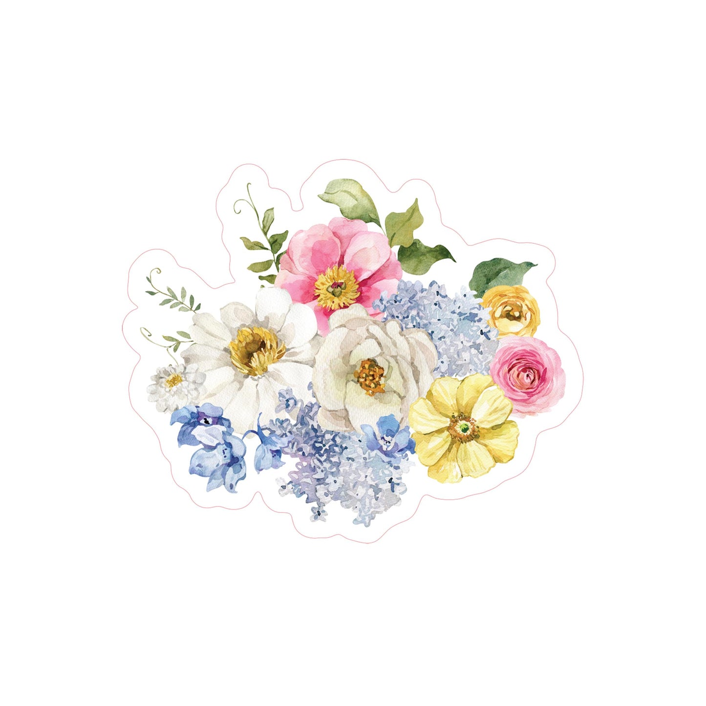 Vinyl Sticker-Fantasy Garden Floral Bunch 1 -3