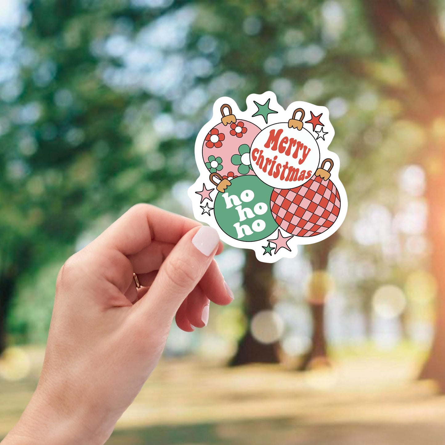 Vinyl Sticker-Retro Christmas Ornaments