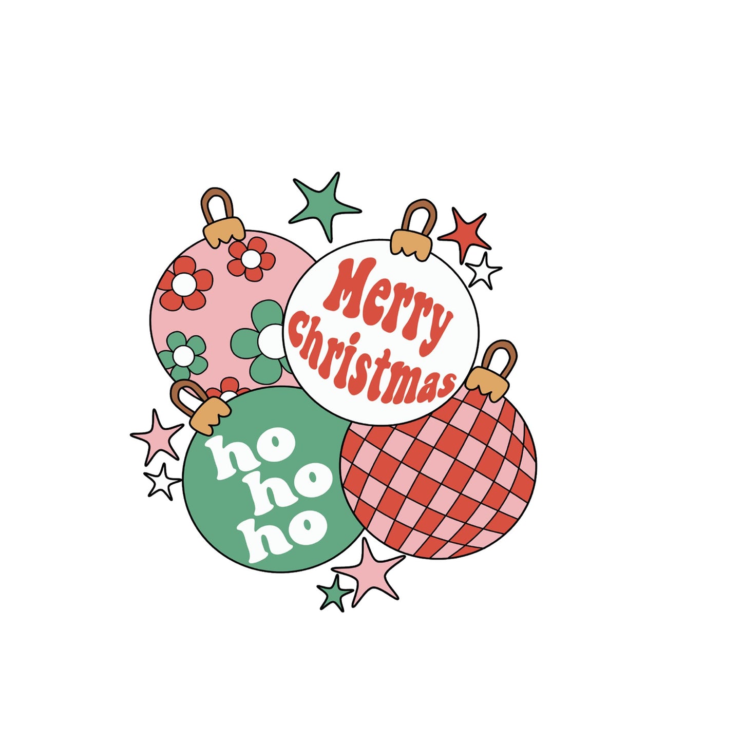 Vinyl Sticker-Retro Christmas Ornaments