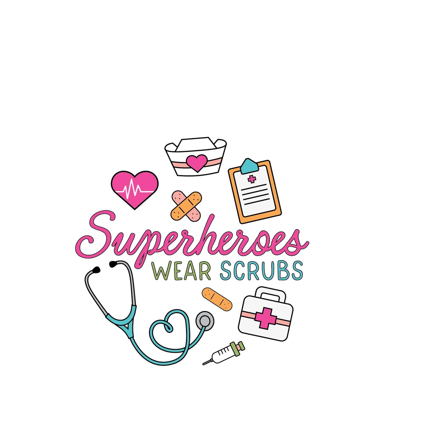 Vinyl Sticker-Superheroes Wear Scrubs