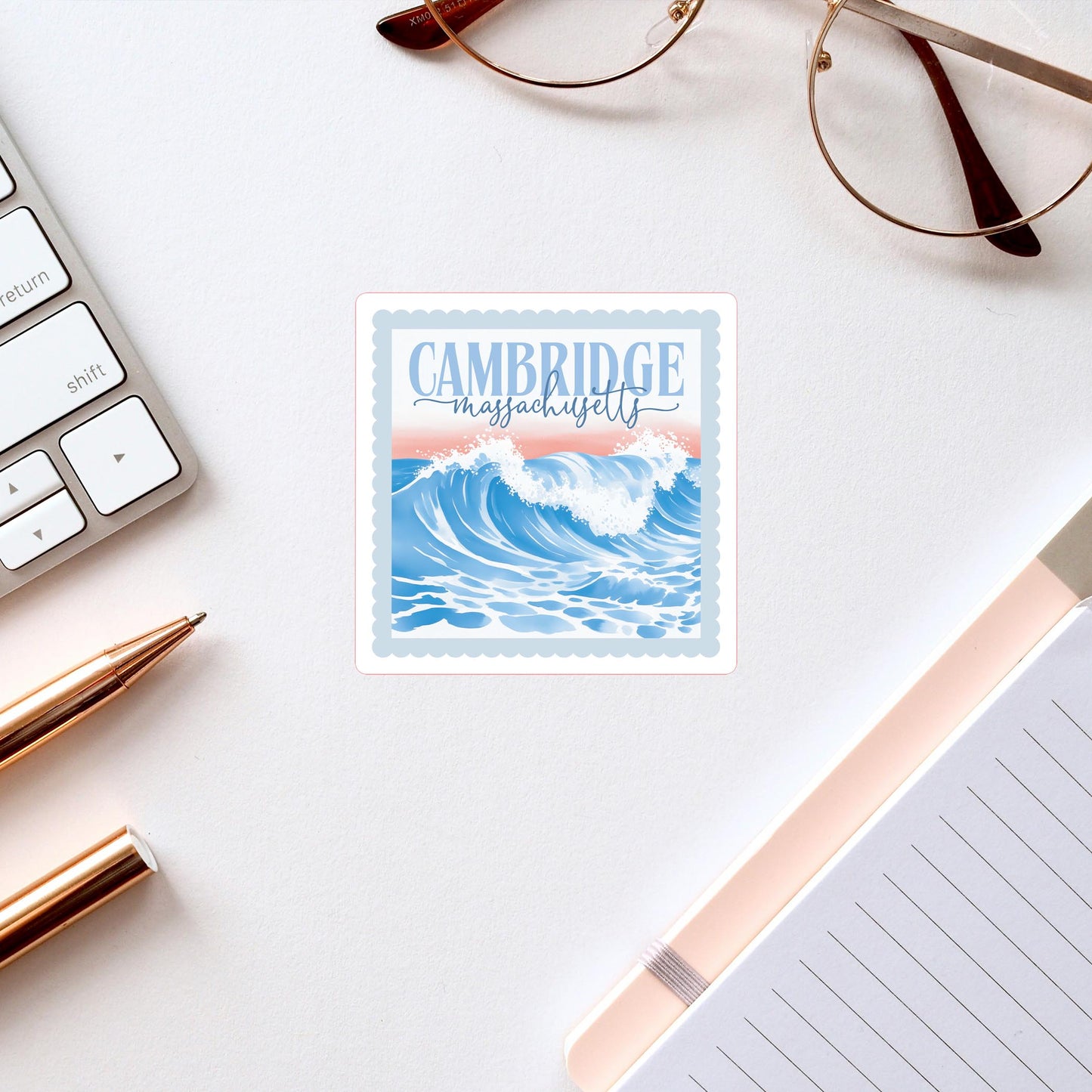 Vinyl Sticker-Love+Local New England Tides Wave -2