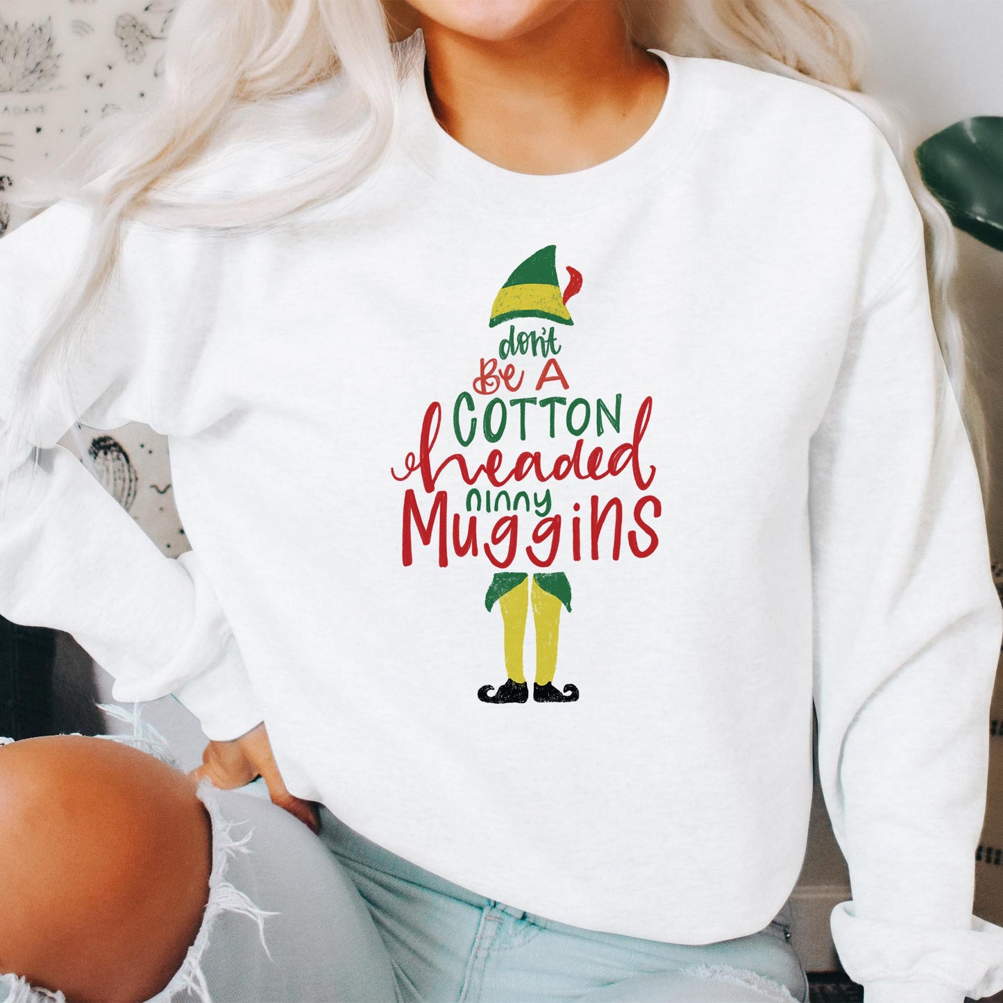 Gildan Sweatshirt White-Cotton Headed Ninny Muggins