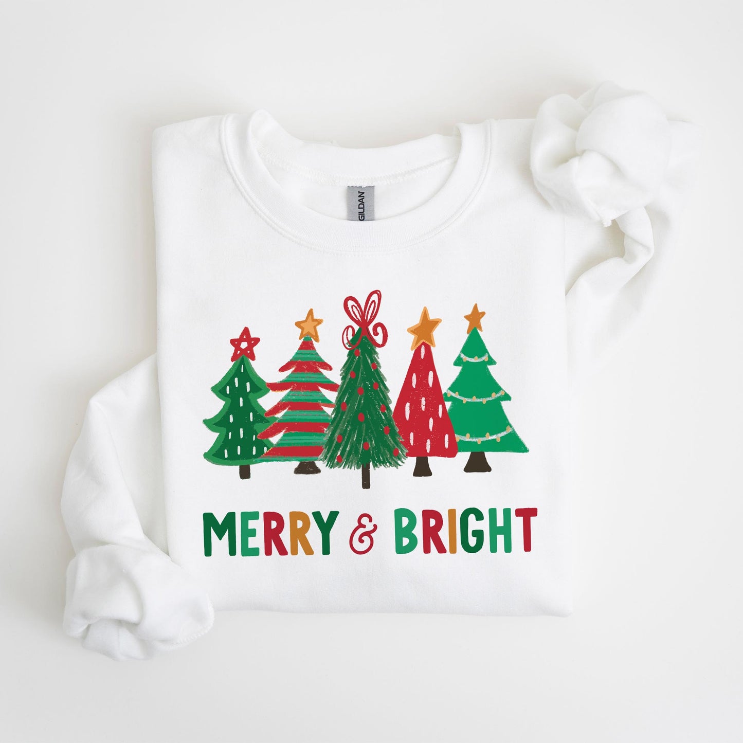Gildan Sweatshirt White-Whimsy Wonderland Traditional Merry & Bright