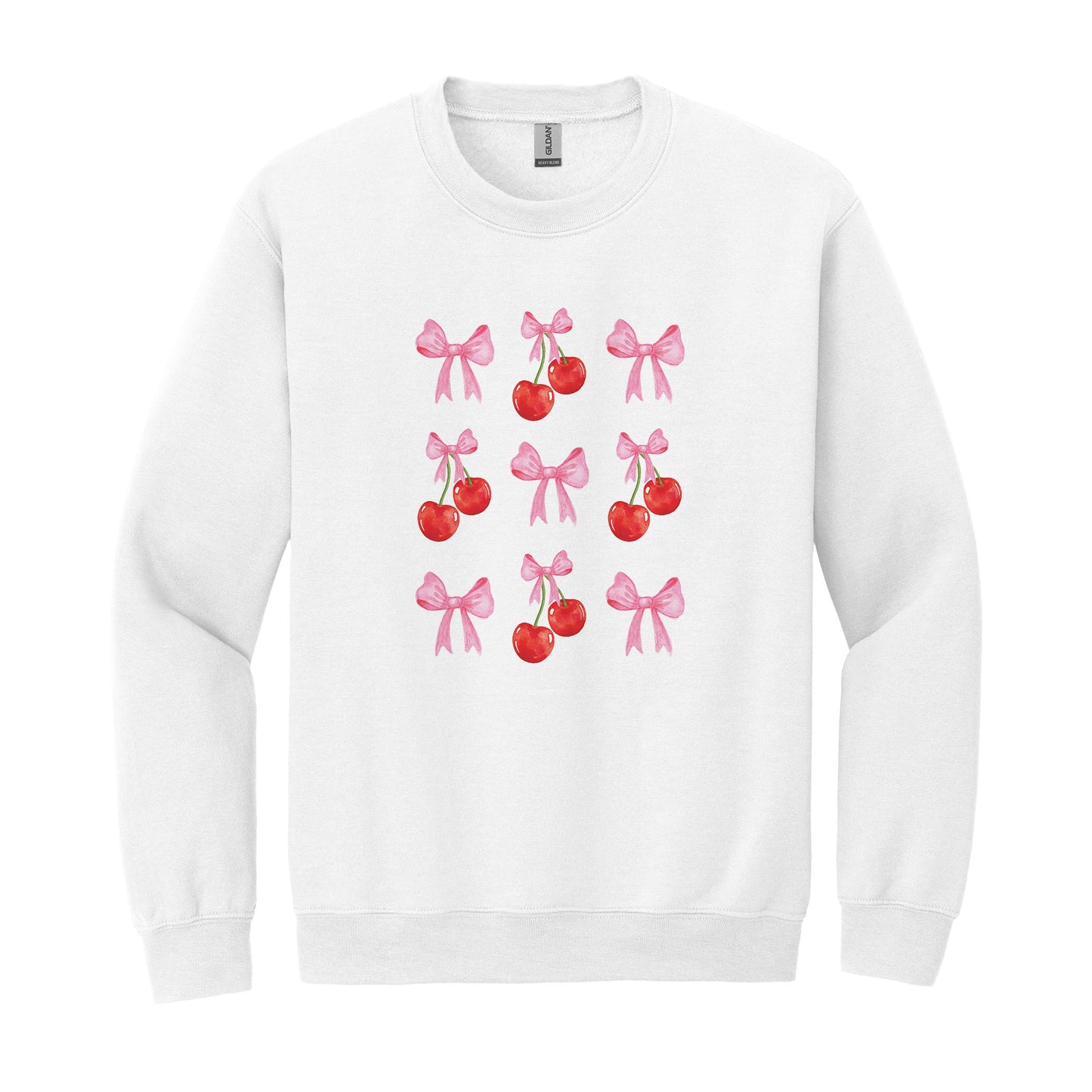 Gildan Sweatshirt White-Cherries & Bows