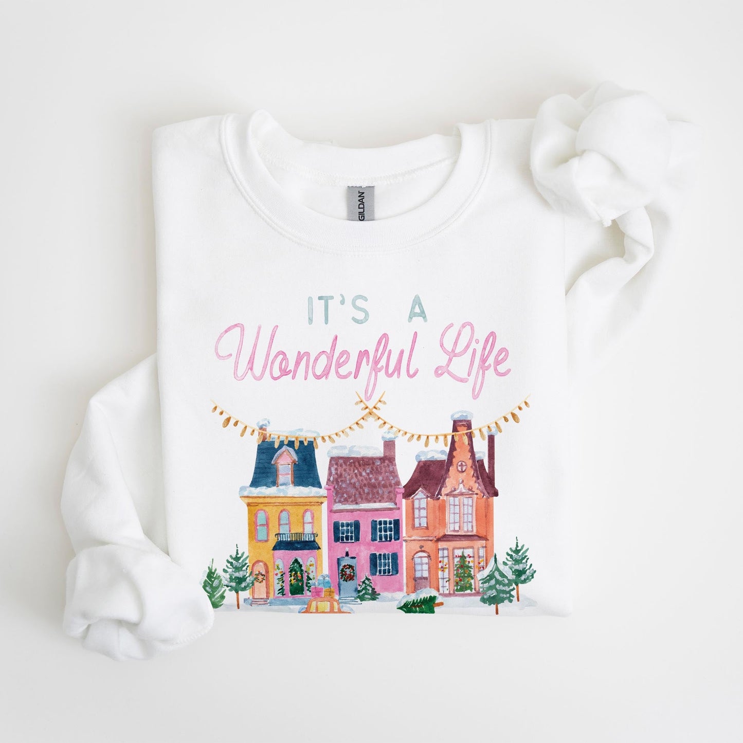 Gildan Sweatshirt White-It's A Wonderful Life