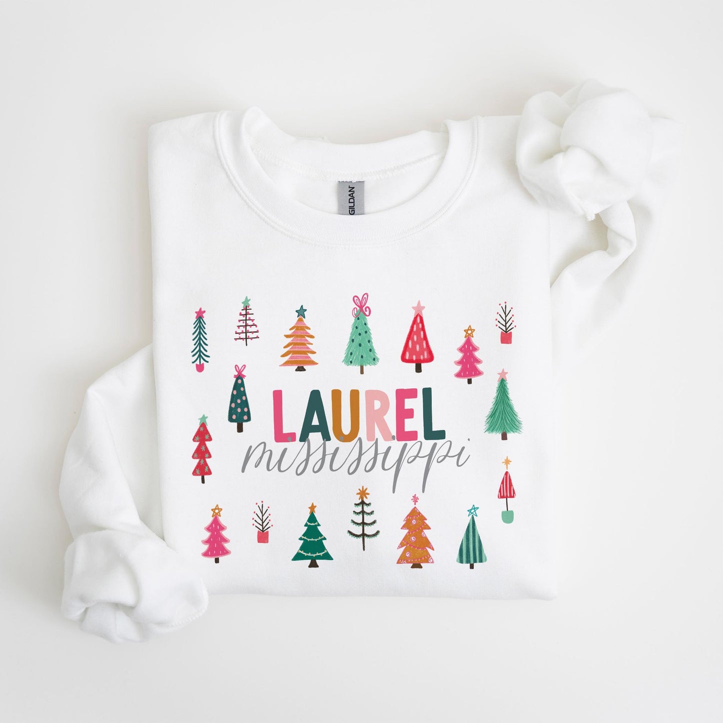 Gildan Sweatshirt White-Love + Local Whimsy Wonderland Bright -4