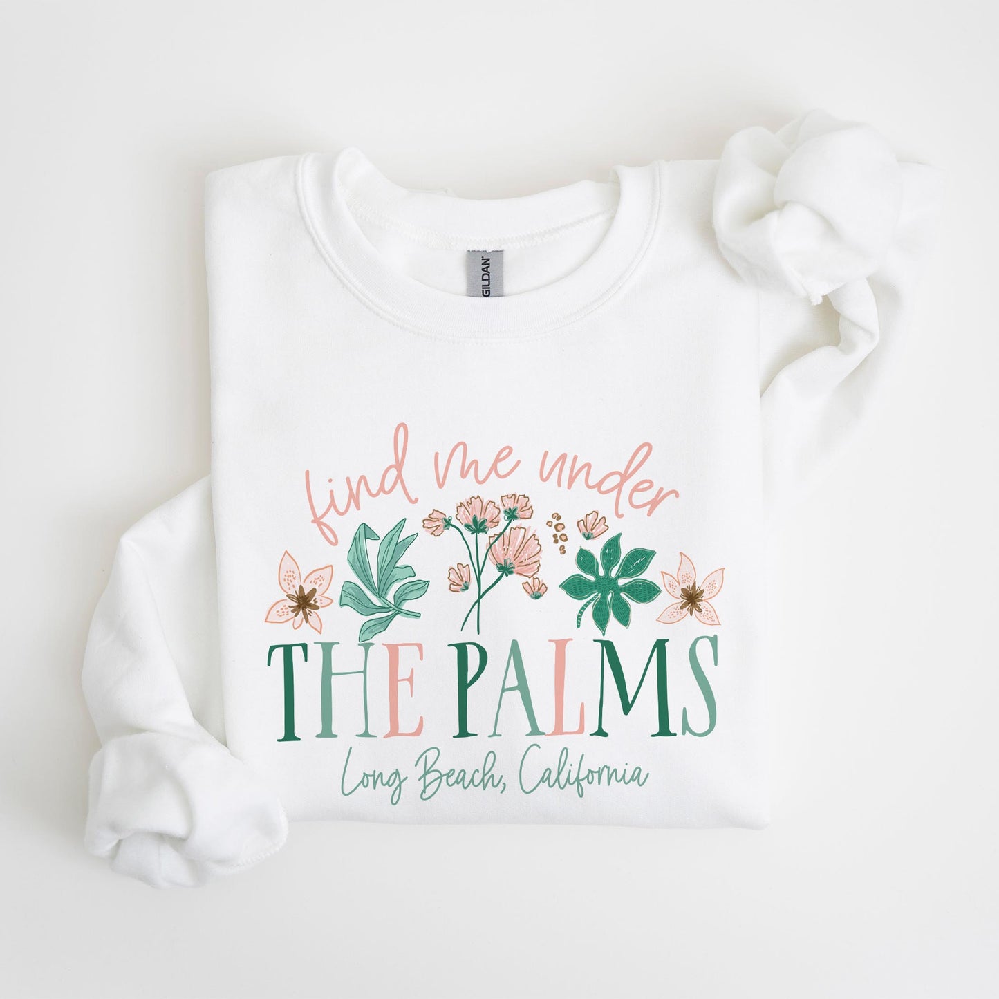 Gildan Sweatshirt White-Love+Local Lush Tropics -4