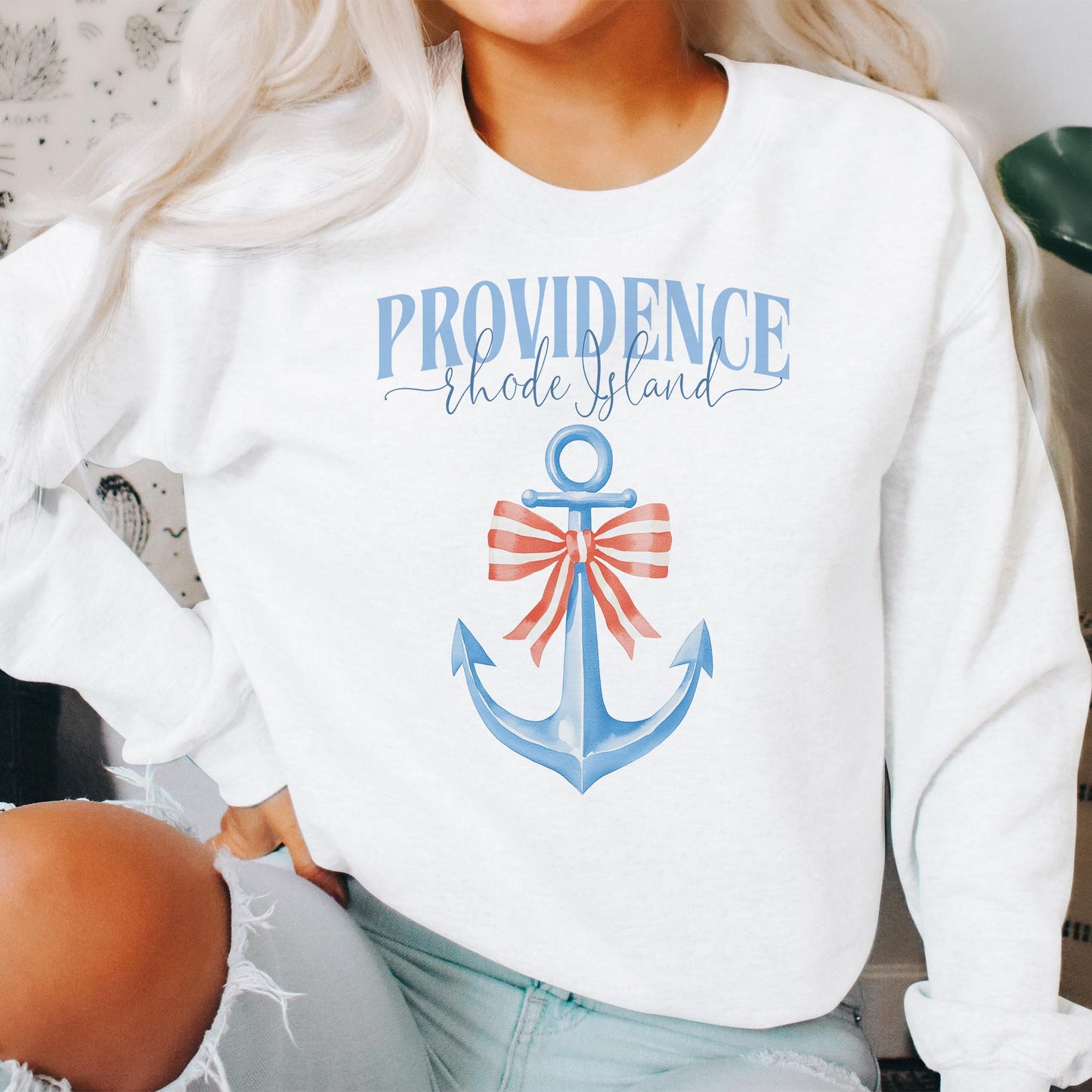 Gildan Sweatshirt White-Love+Local New England Tides -2