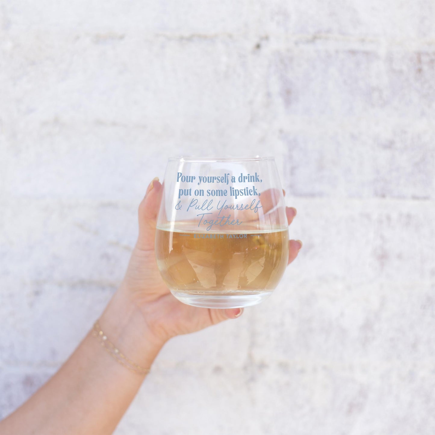 15oz Stemless Wine Glass-Chinoiserie Chic Pull Yourself Together