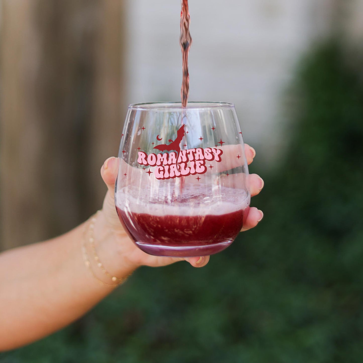 15oz Stemless Wine Glass-Romantasy Girlie -3