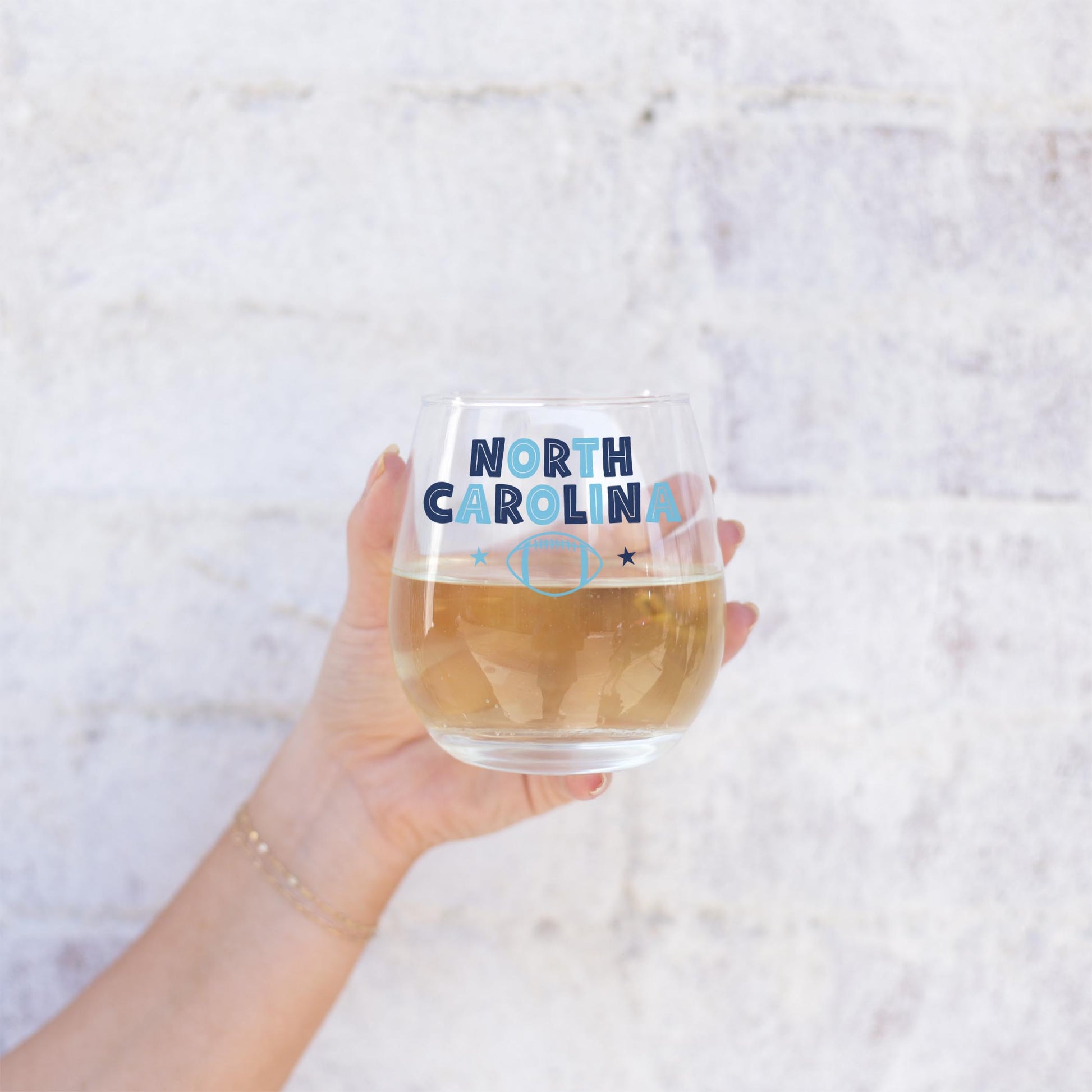 15oz Stemless Wine Glass-L+L Game Day Stars -1