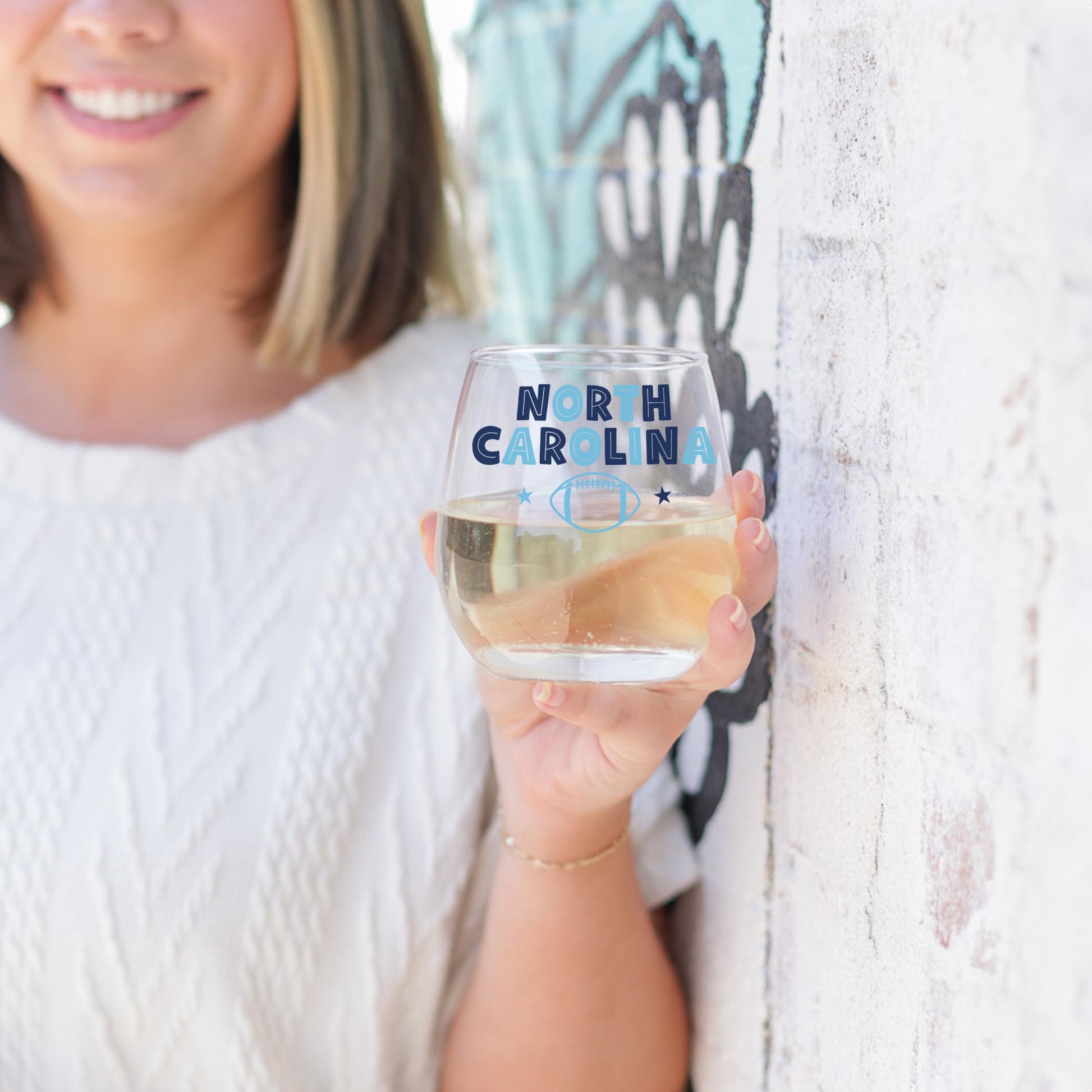 15oz Stemless Wine Glass-L+L Game Day Stars -2