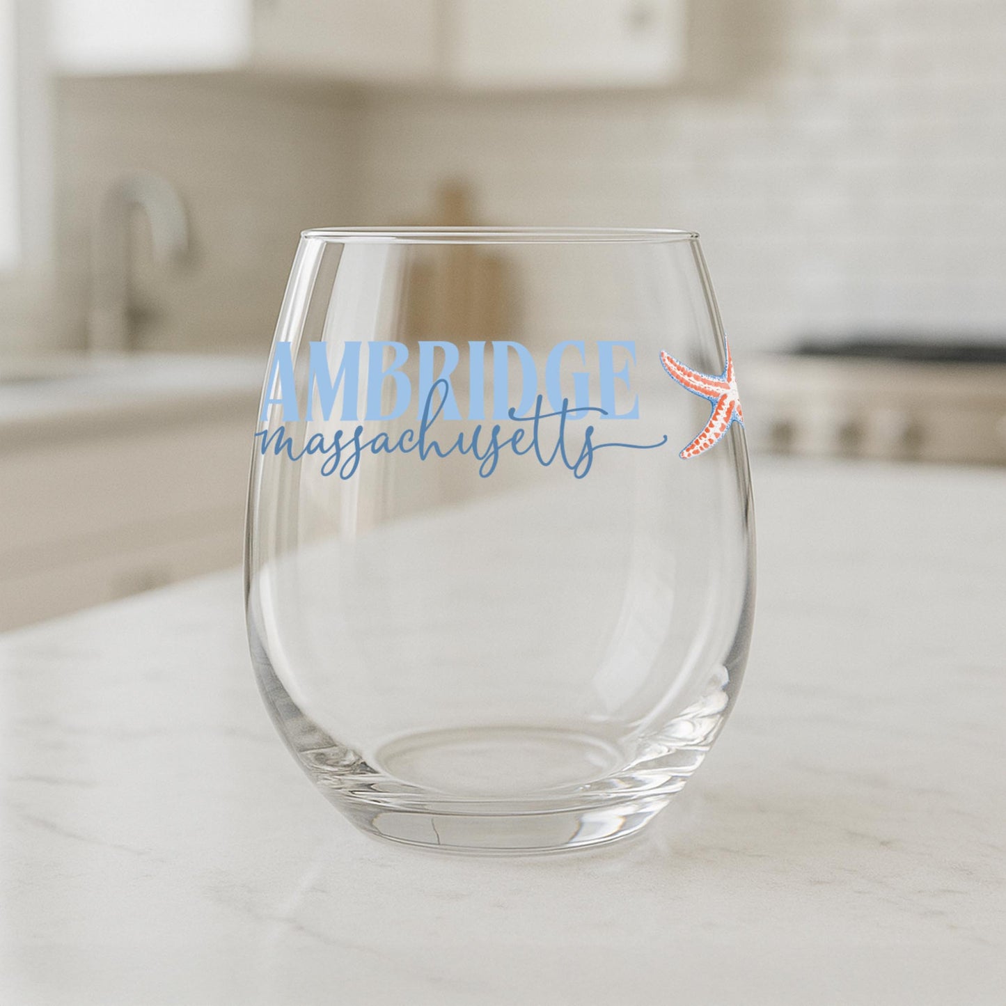 15oz Stemless Wine Glass-Love+Local New England Tides -1