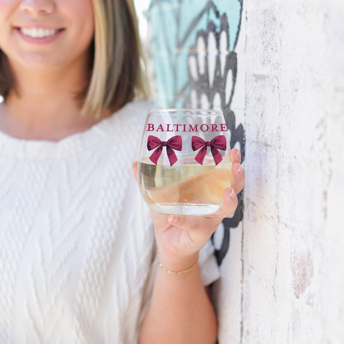 15oz Stemless Wine Glass-Love + Local Winterberry -3