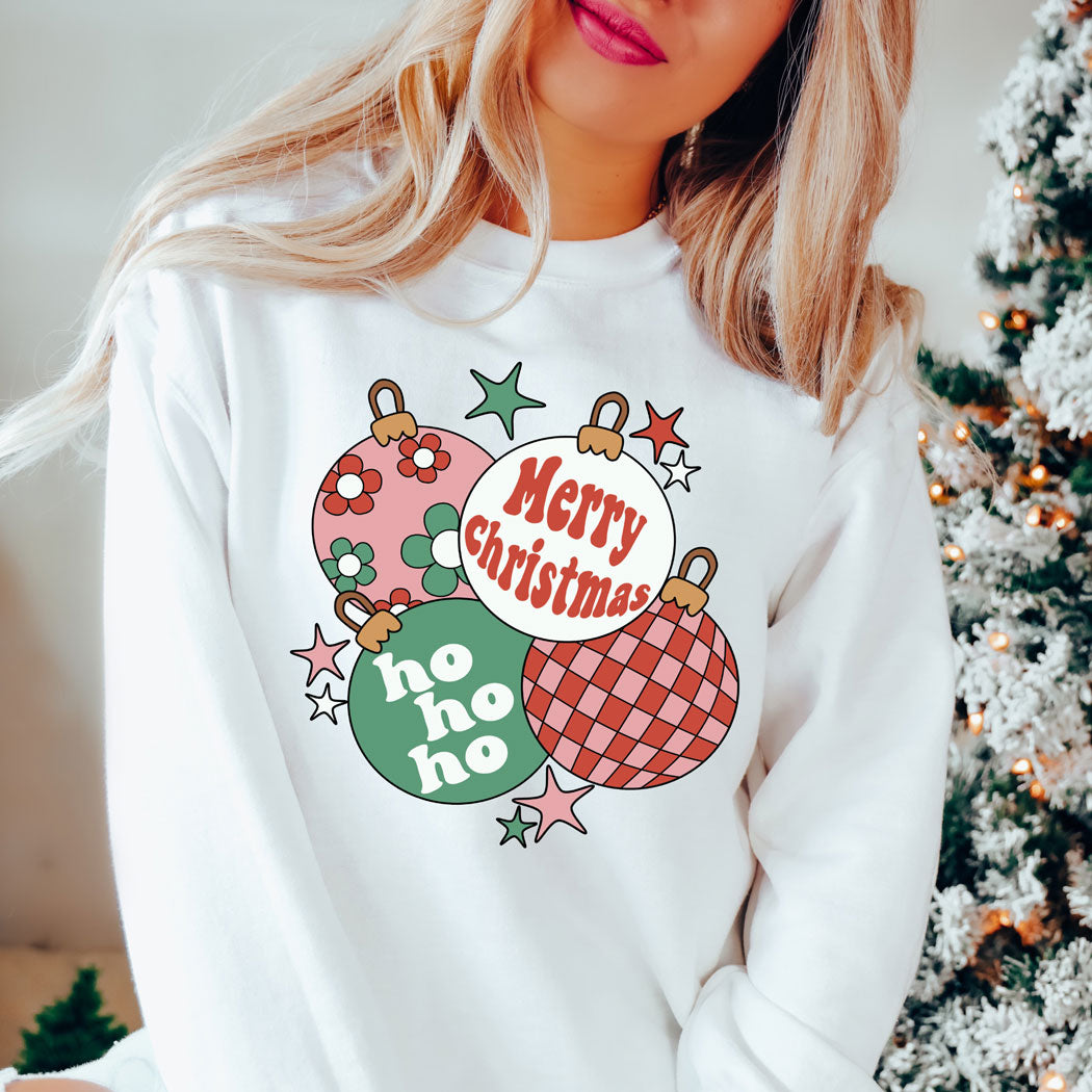 Graphic Sweatshirt - Retro Christmas Ornaments