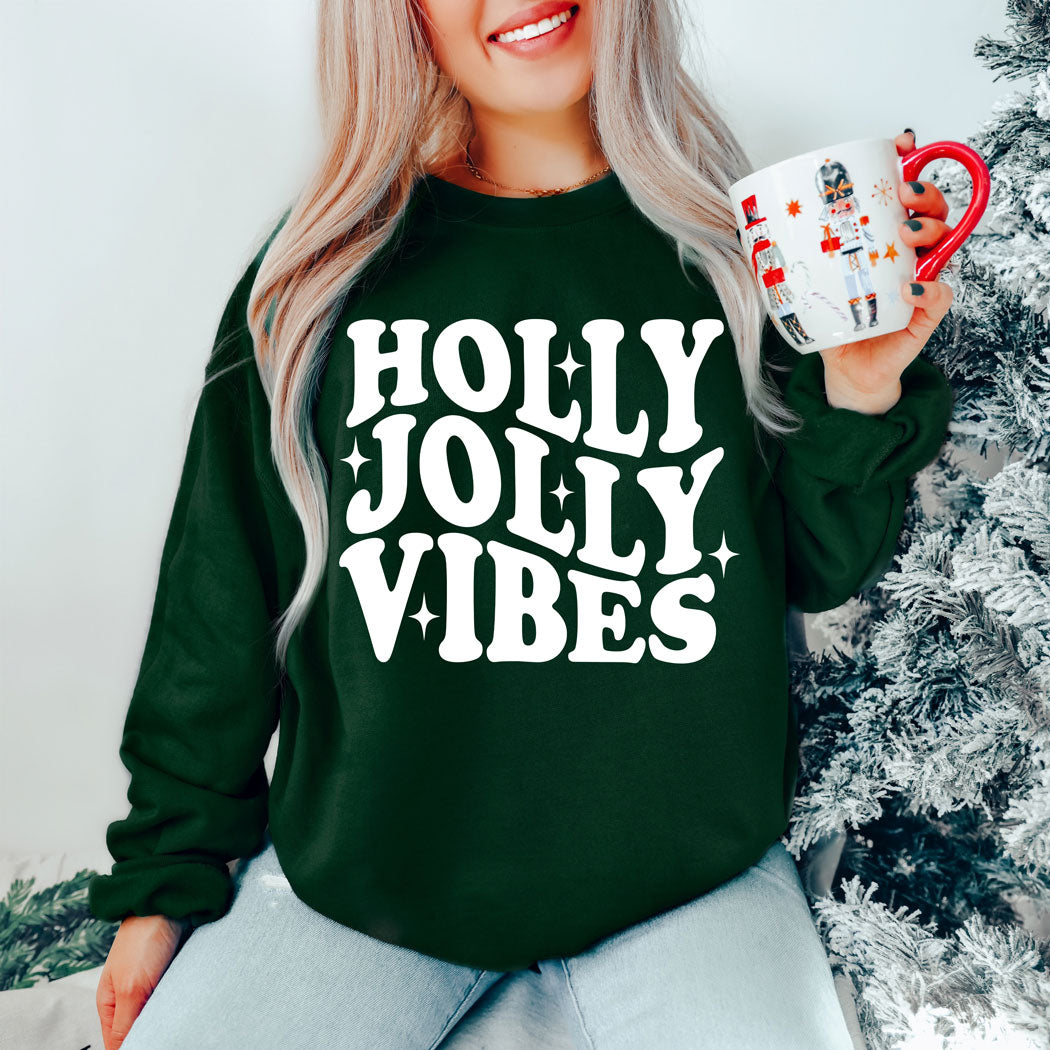 Red or Green Graphic Sweatshirt - Holly Jolly Vibes