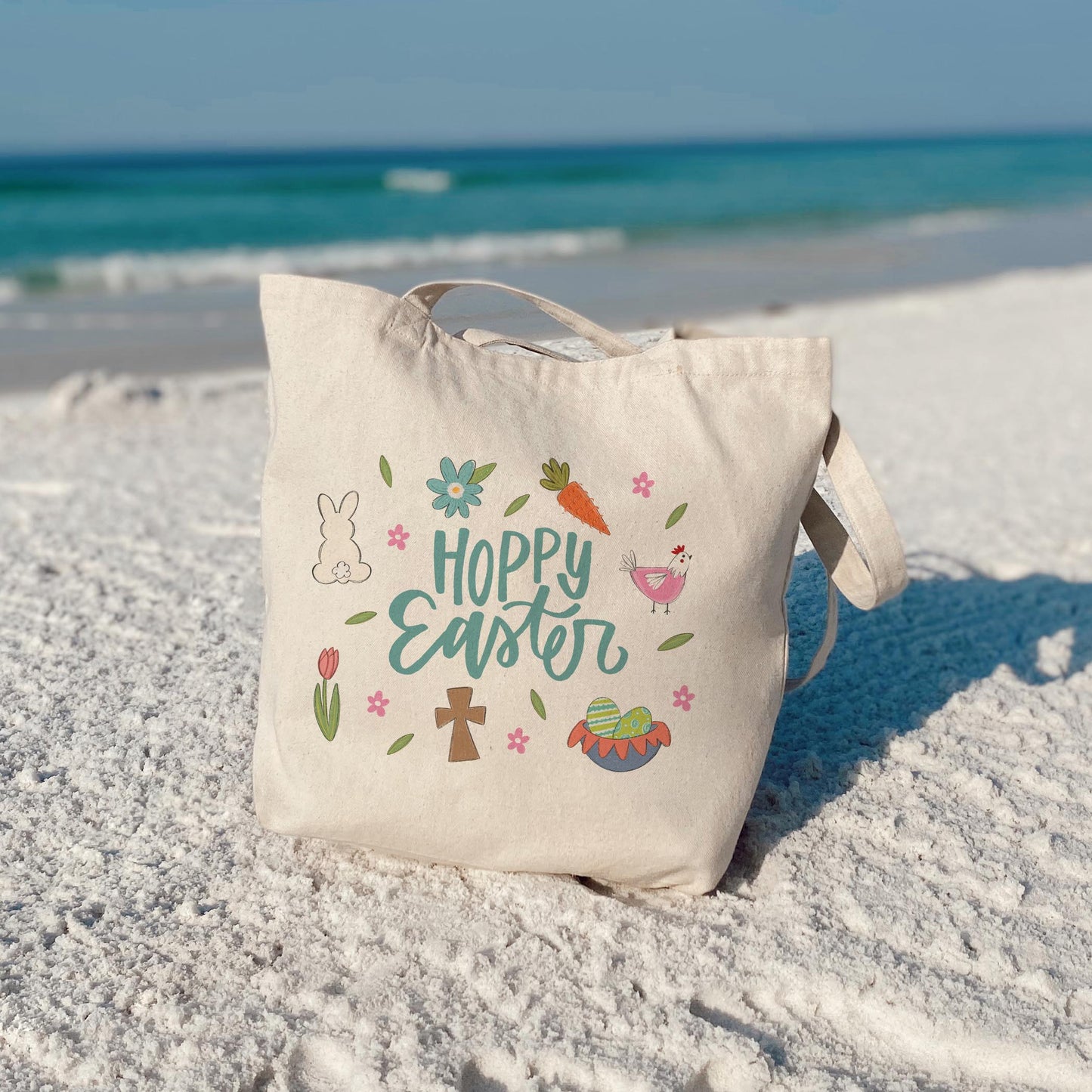 Tote Bag Natural Canvas-Hoppy Easter