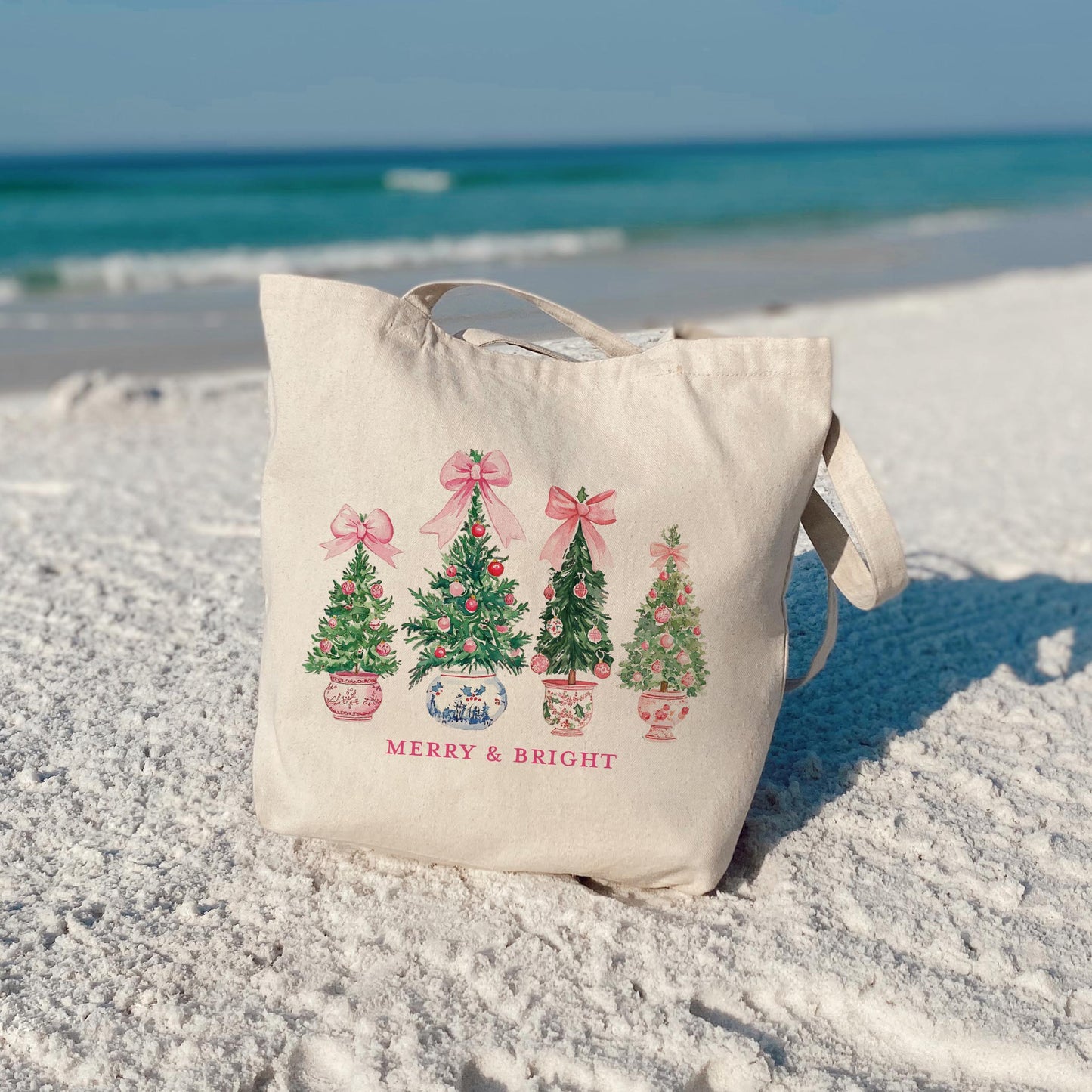 Tote Bag Natural Canvas-Blush & Baubles - A Grand Millennial Christmas -3