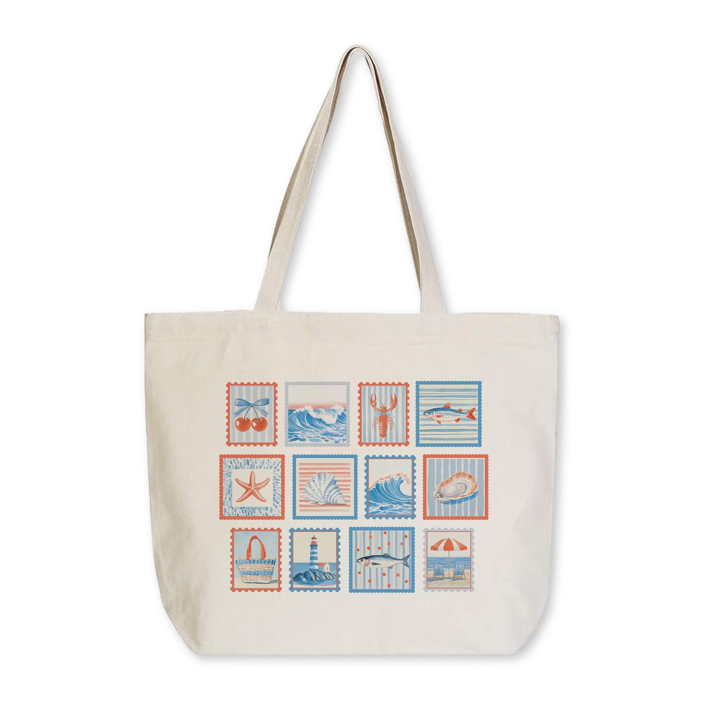 Tote Bag Natural Canvas-New England Tides Stamps -0