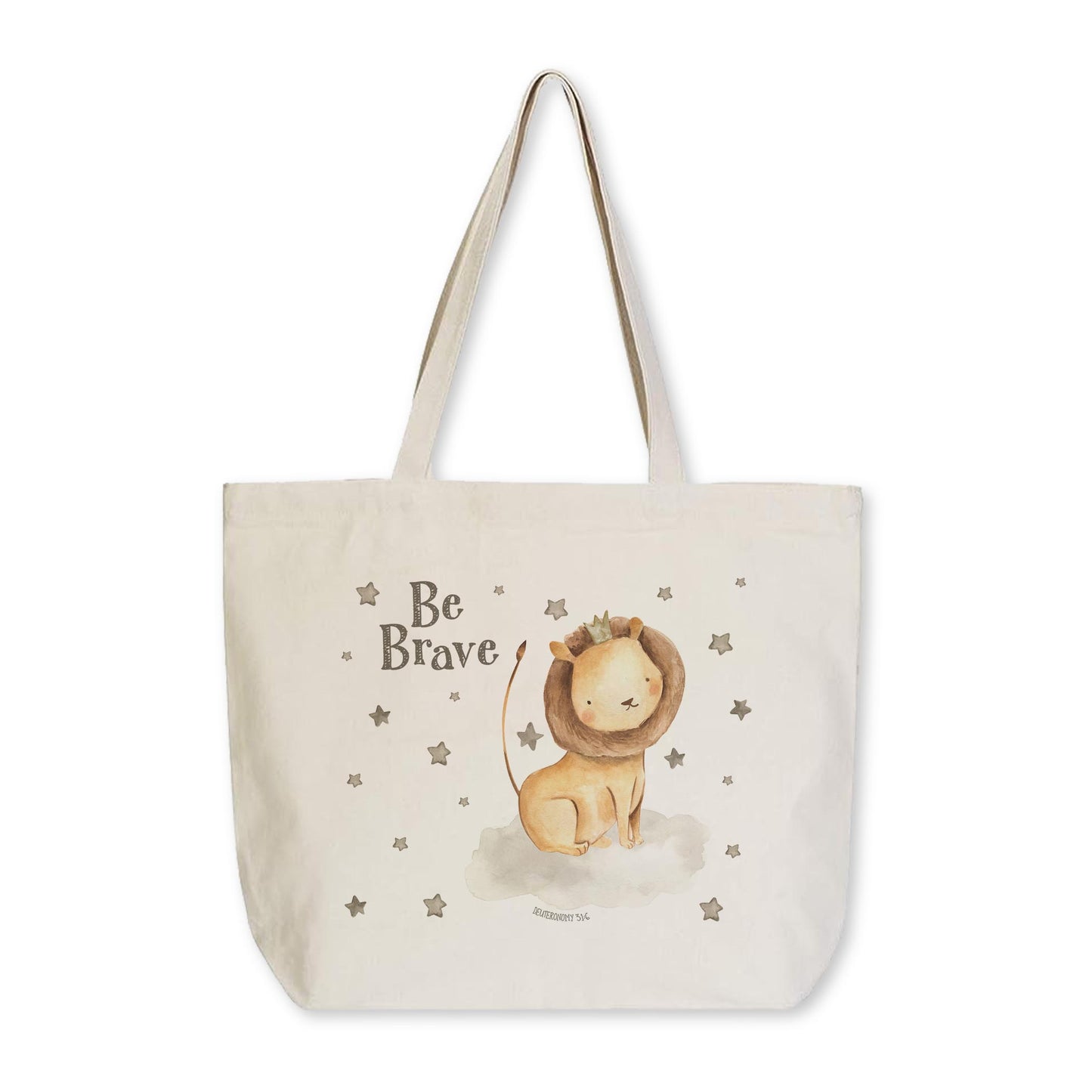 Tote Bag Natural Canvas-Be Brave Lion Stars