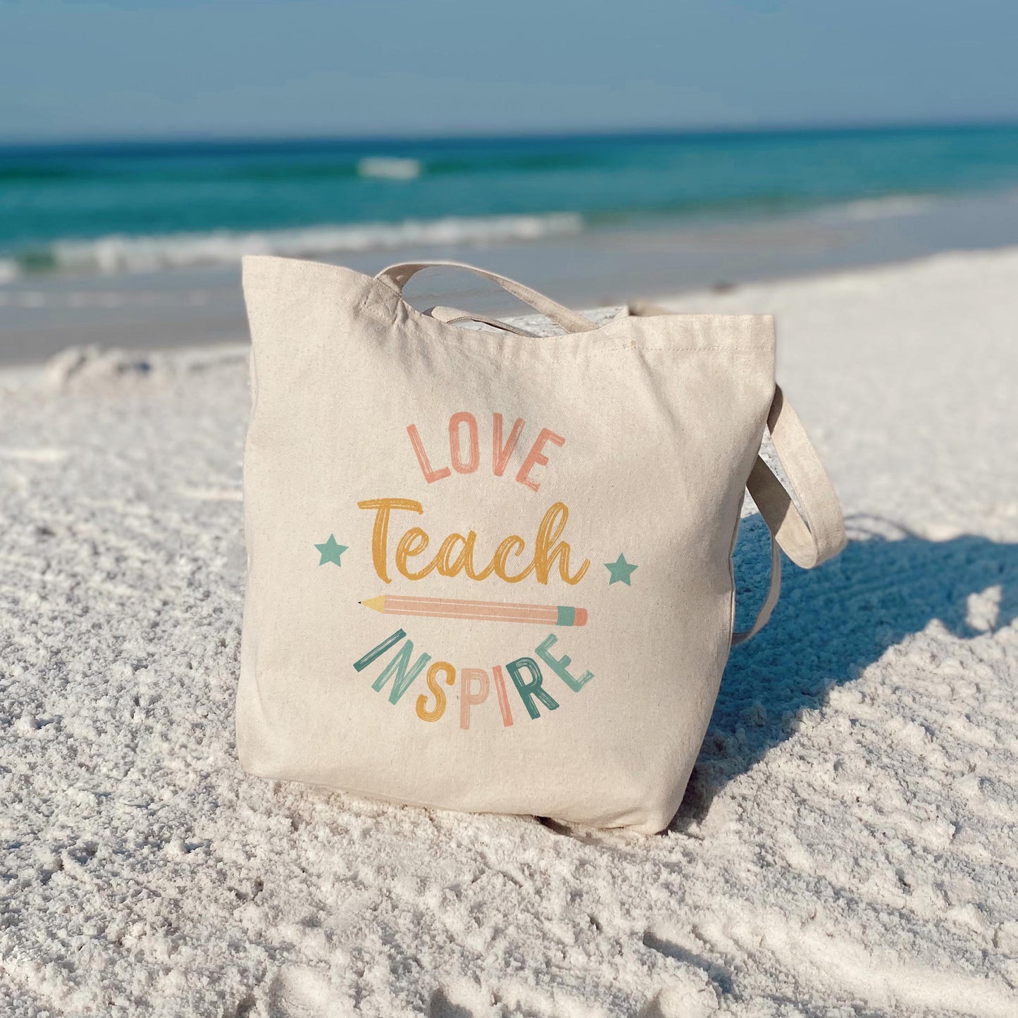 Tote Bag Natural Canvas-Love Teach Inspire