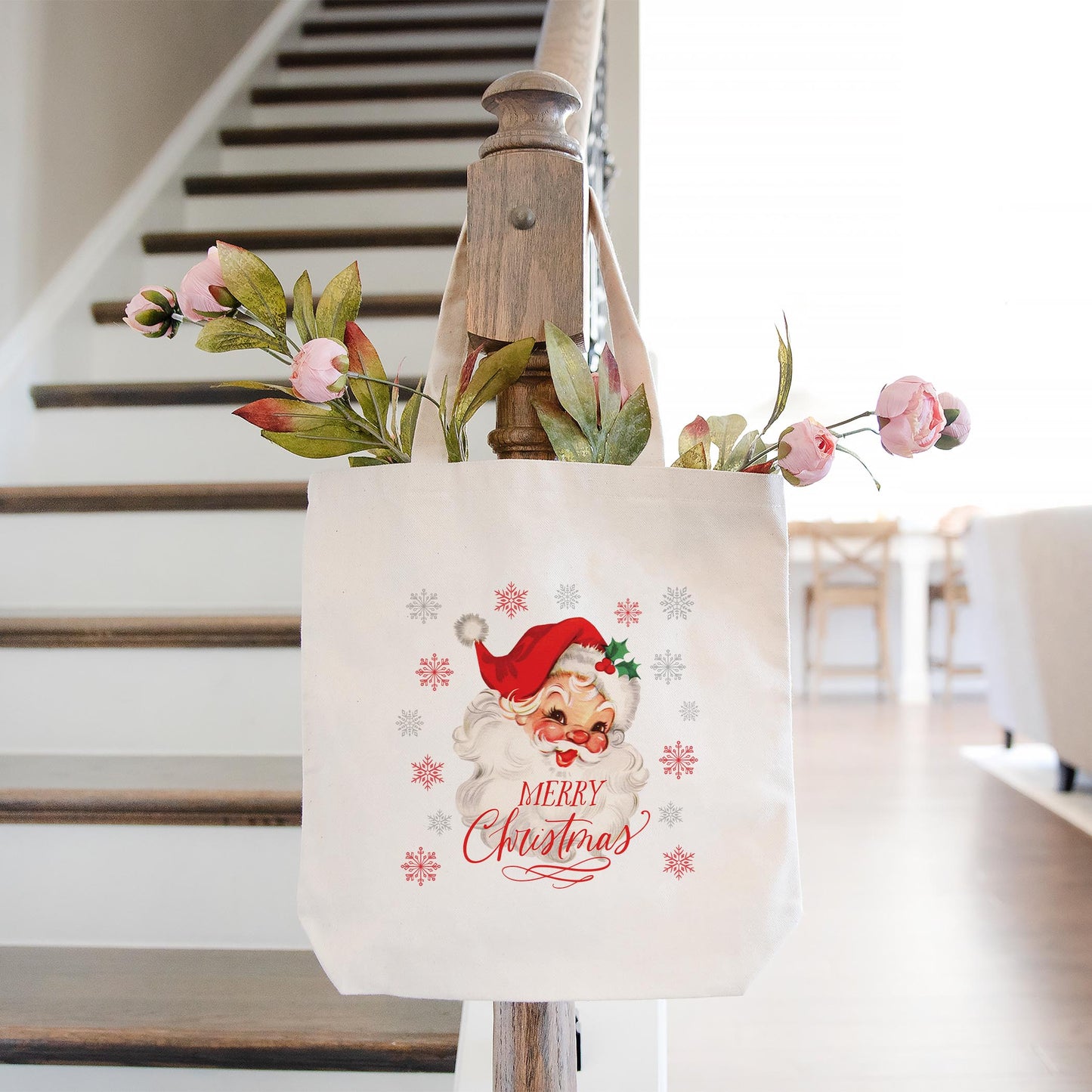 Tote Bag Natural Canvas-Classic Santa