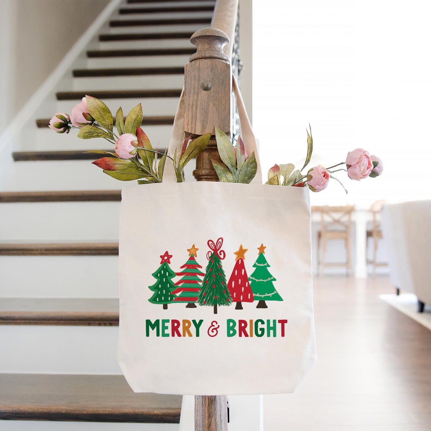 Tote Bag Natural Canvas-Whimsy Wonderland Traditional Merry & Bright