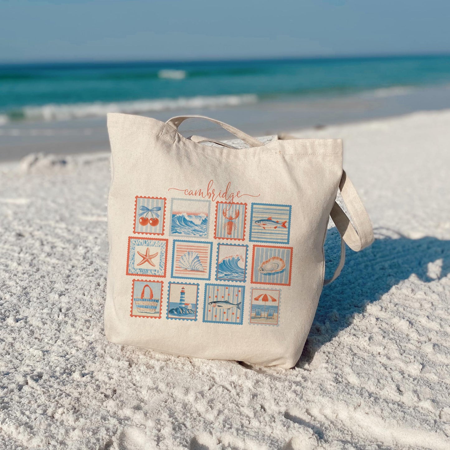 Tote Bag Natural Canvas-Love+Local New England Tides Stamps -3