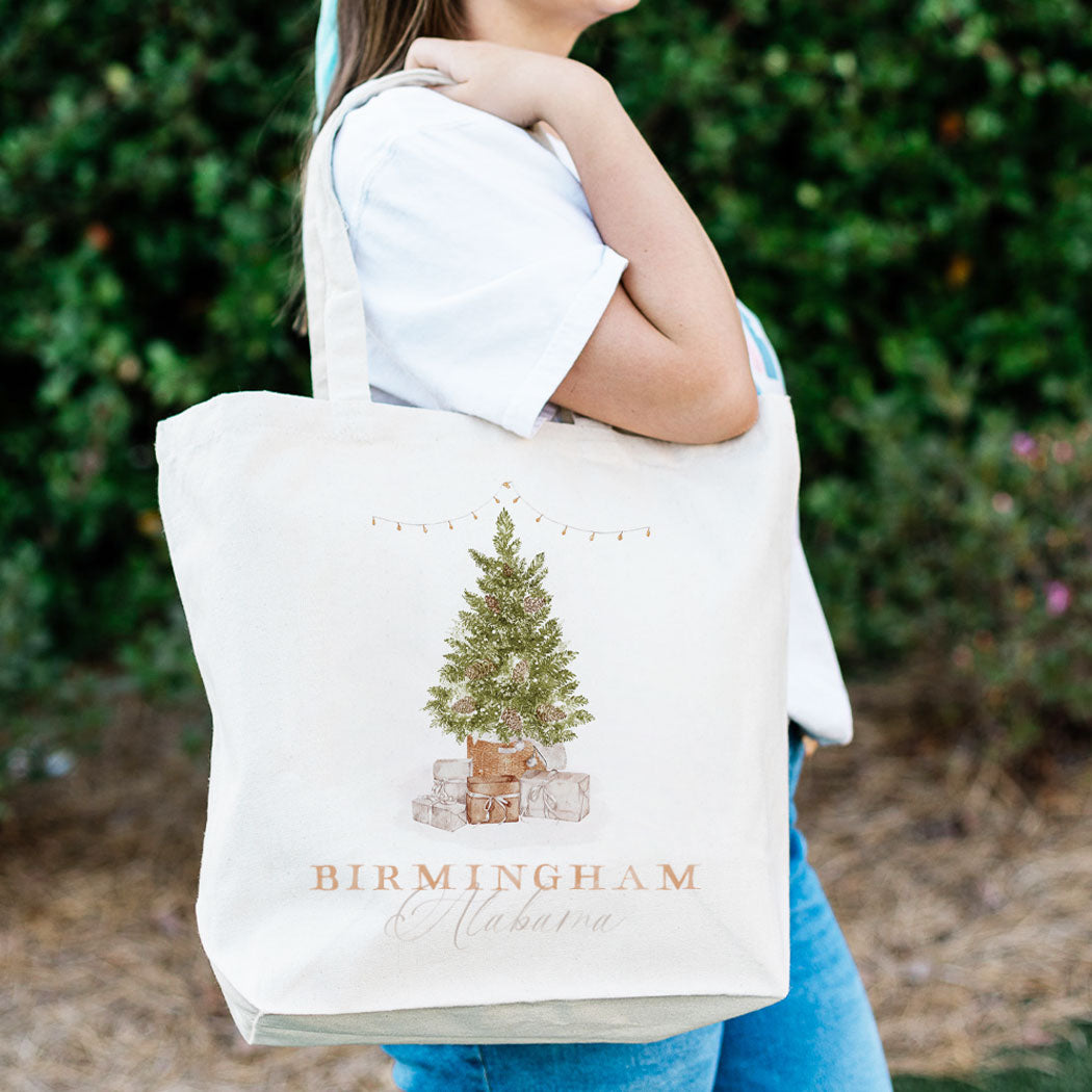 Custom Cottage Tree Canvas Tote Bag