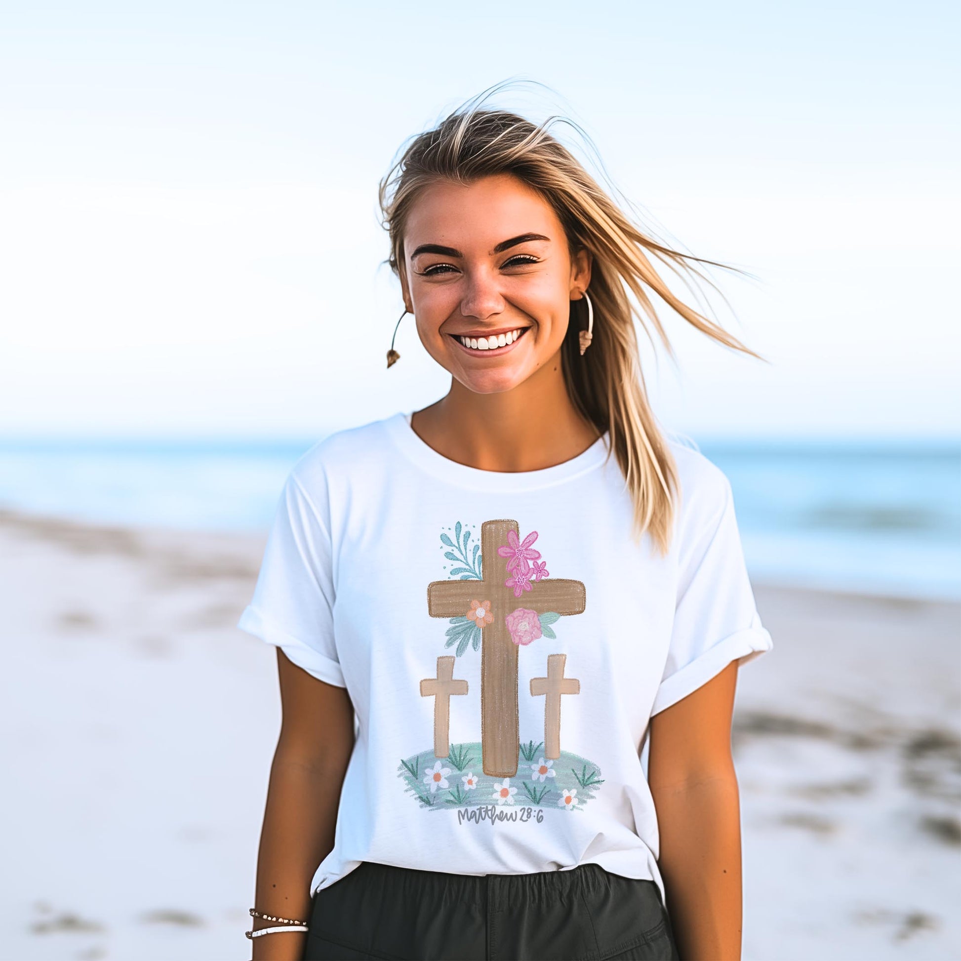 Bella Canvas T-Shirt White-Adultcrossshirt -2