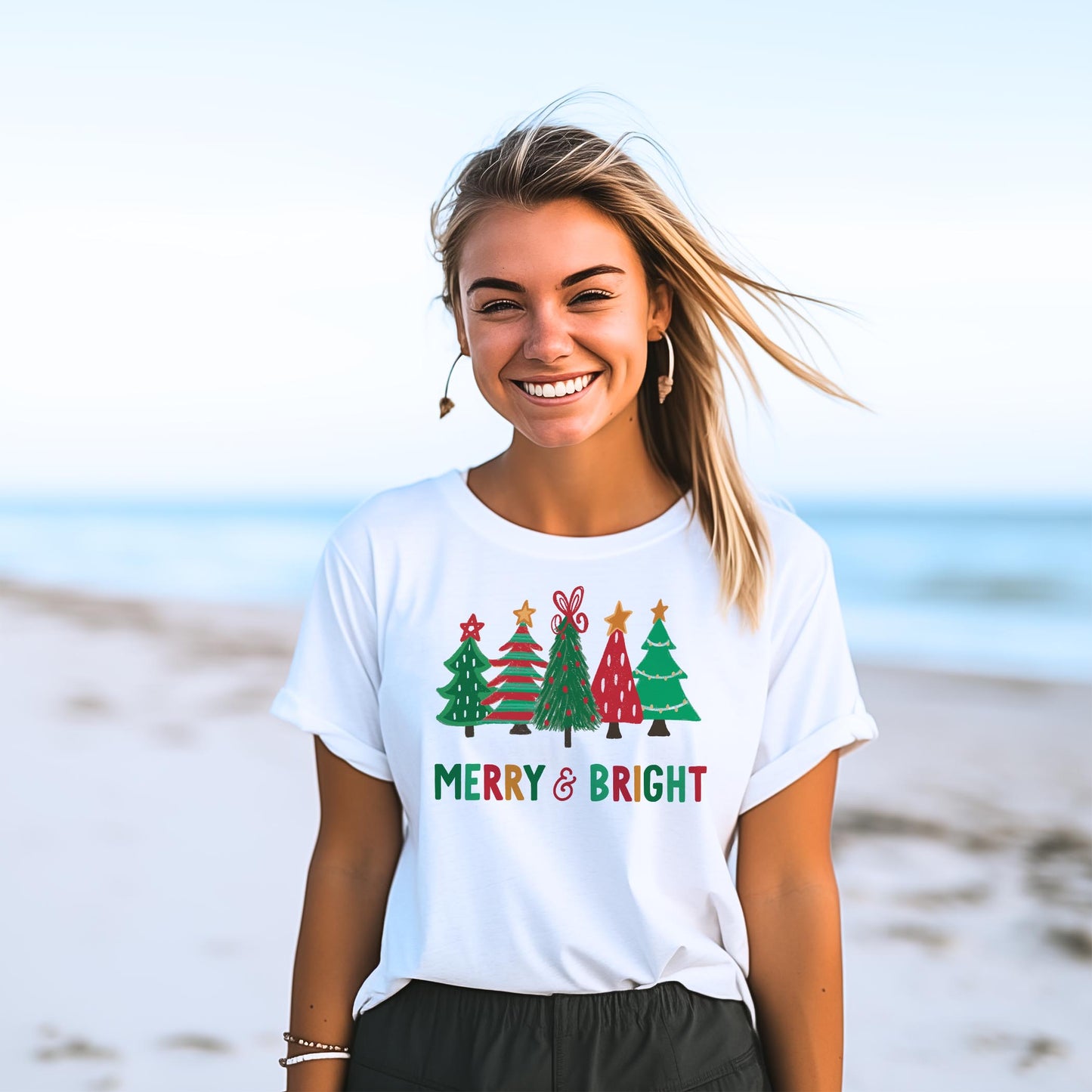 Bella Canvas T-Shirt White-Whimsy Wonderland Traditional Merry & Bright