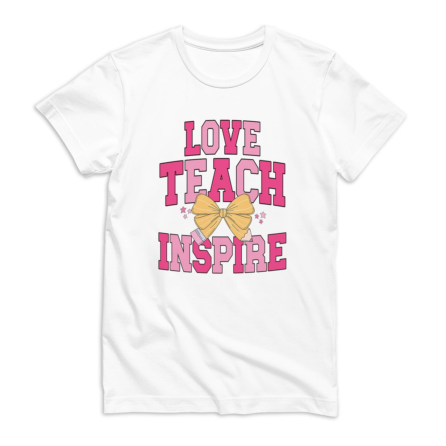 Bella Canvas T-Shirt White-Classroom Coquette Love Teach Inspire -0
