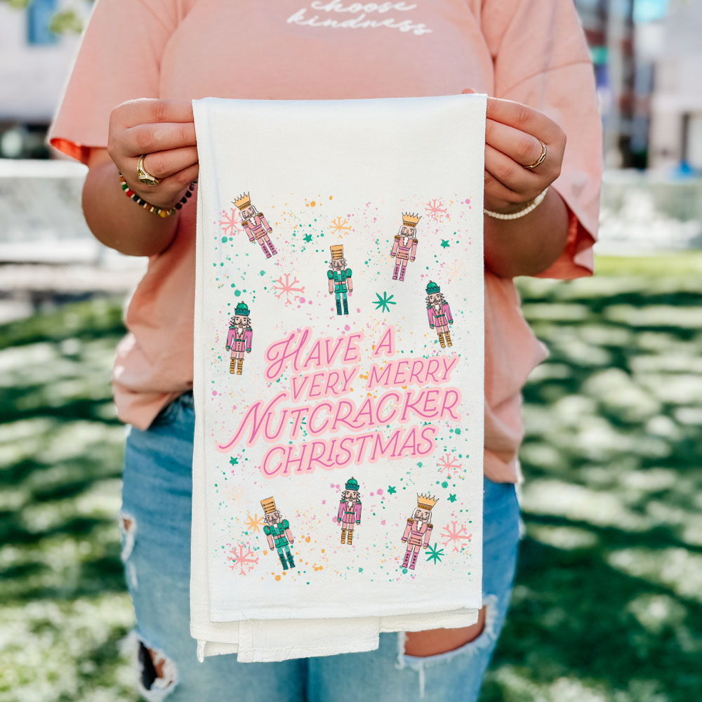 Confetti Nutcracker Cotton Tea Towel | Merry Nutcracker Christmas