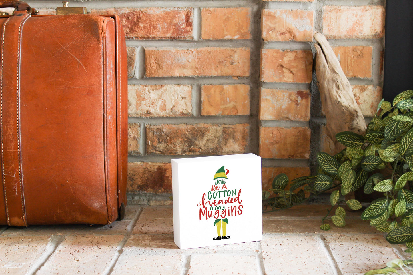5x5 Wood Block-Cotton Headed Ninny Muggins