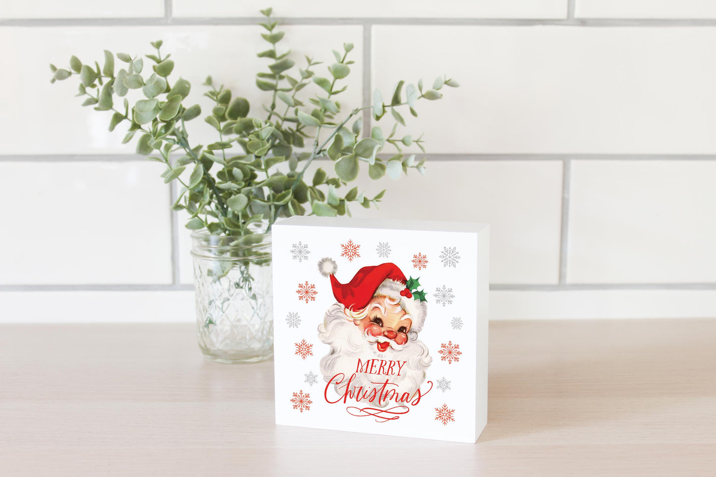 5x5 Wood Block-Classic Santa