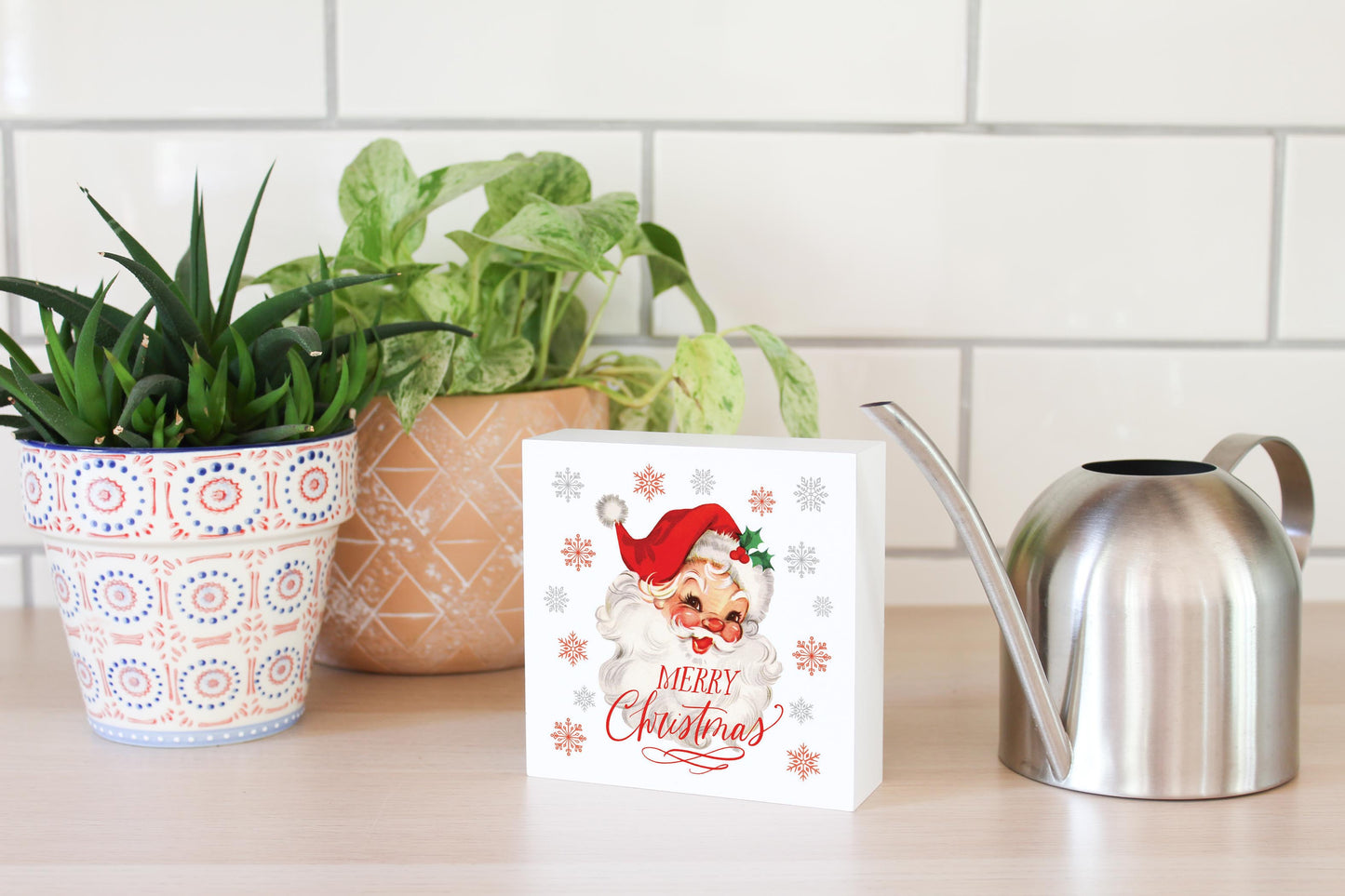 5x5 Wood Block-Classic Santa