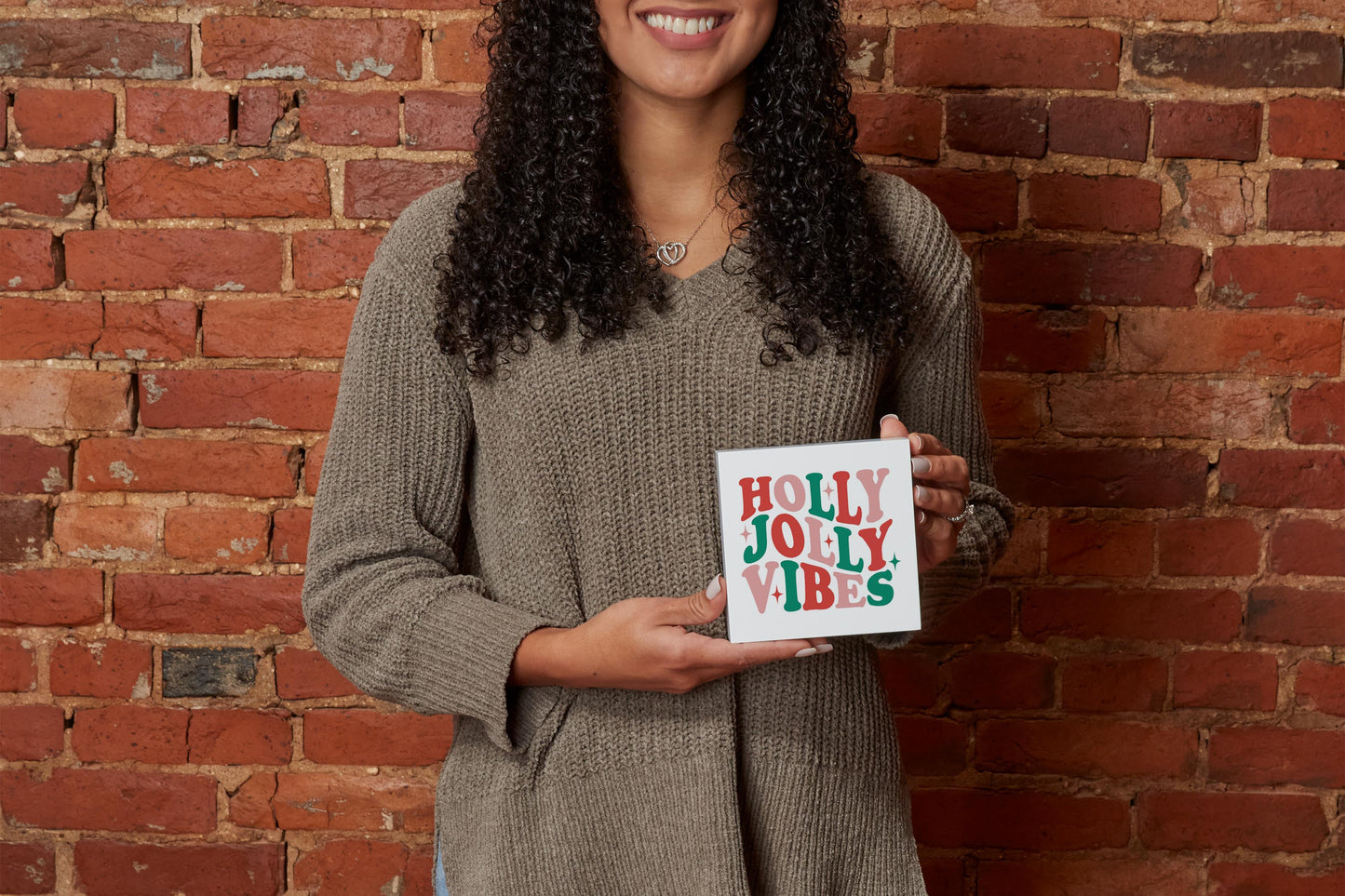 5x5 Wood Block-Holly Jolly Vibes
