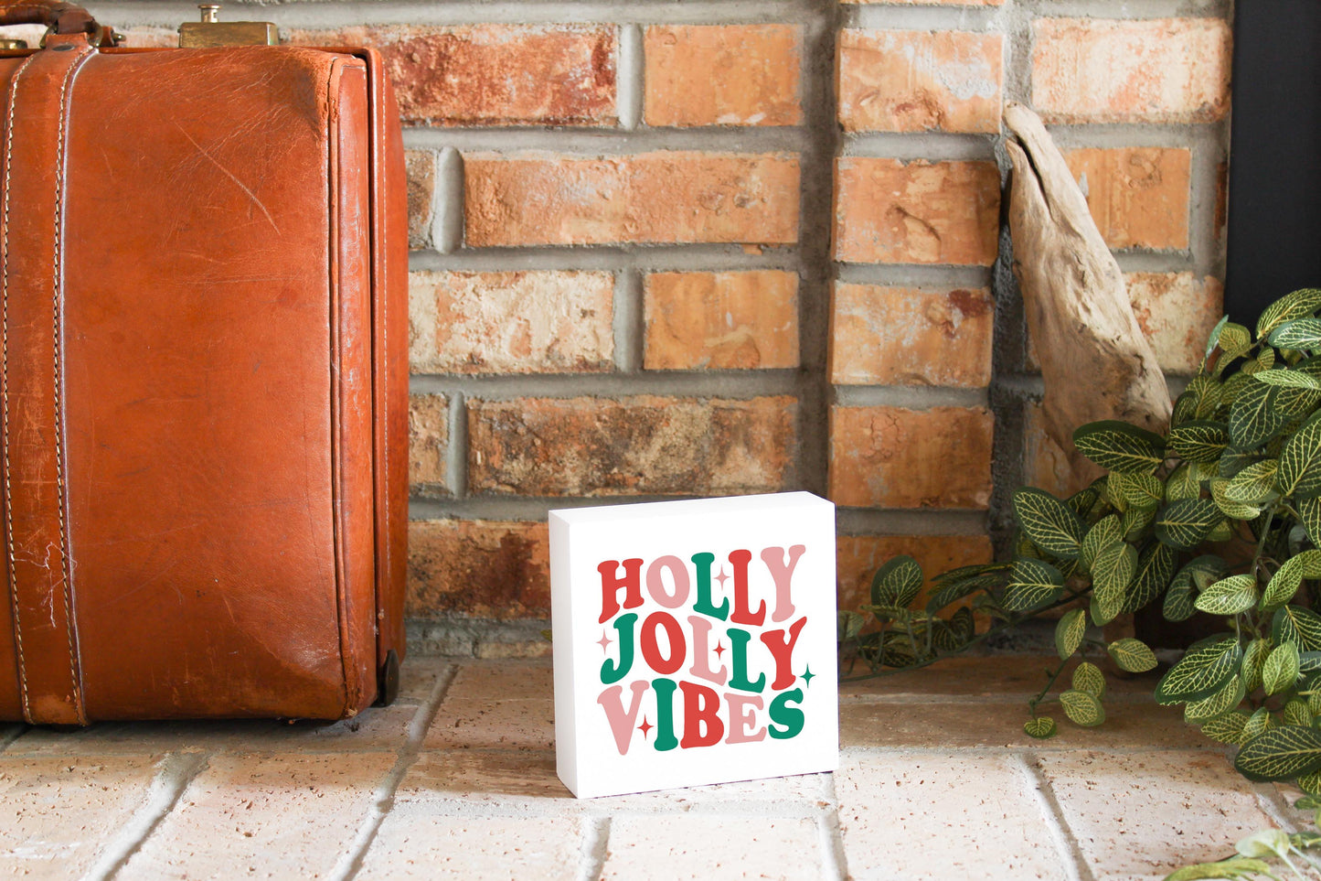 5x5 Wood Block-Holly Jolly Vibes