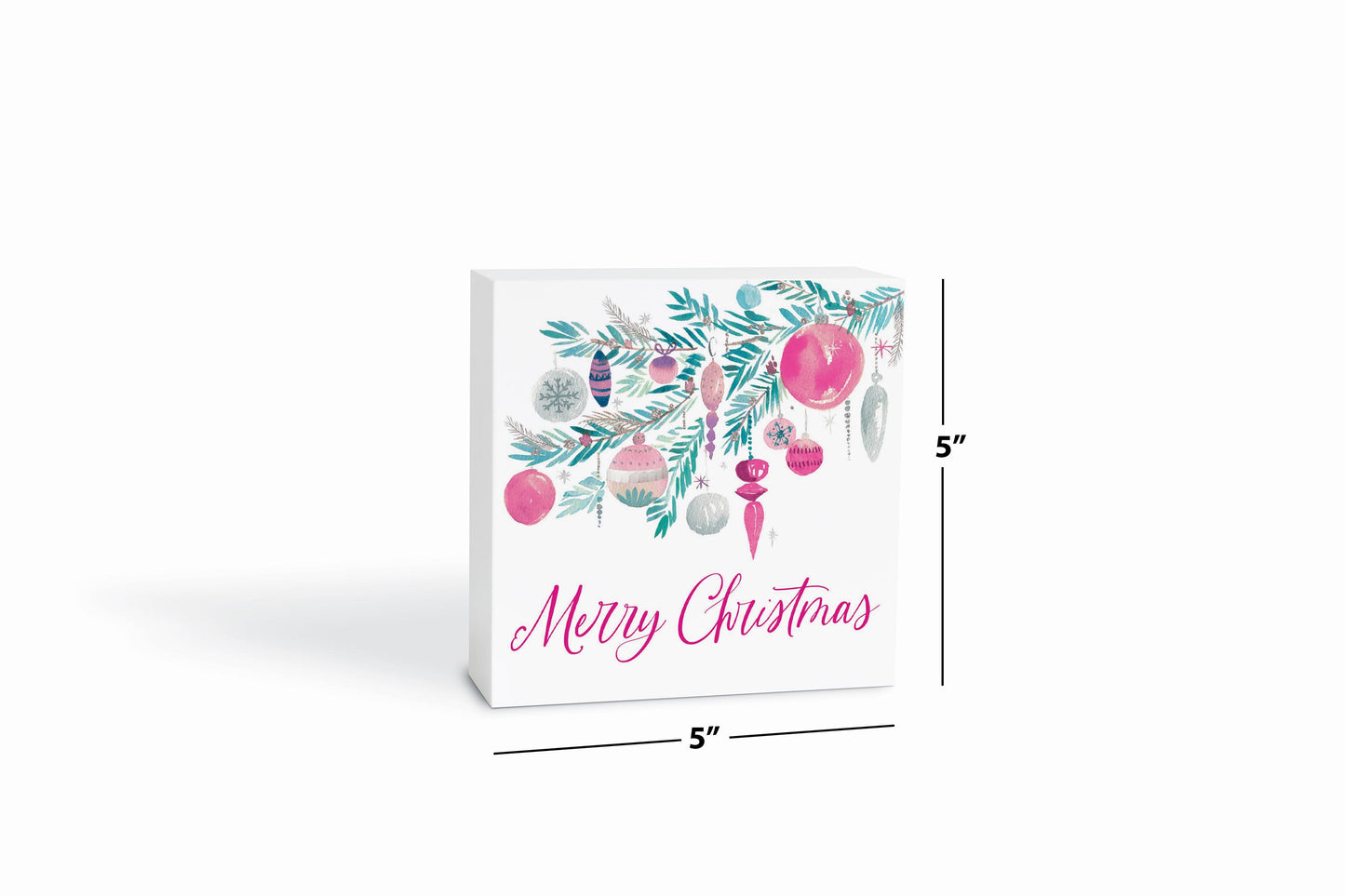 5x5 Wood Block-Watercolor Sugar Plum Merry Christmas -6